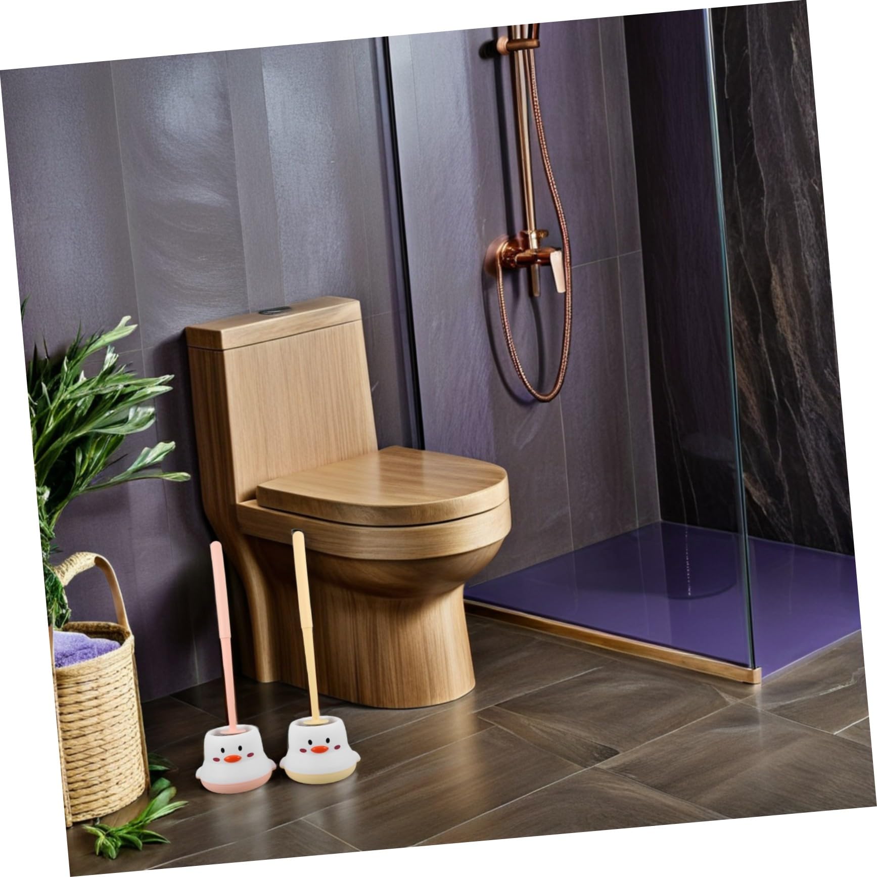 2 Piezas Escobilla de Baño con Base Práctica de Unidades Diseño Pared Mango para Limpieza Profunda de Rincones Herramienta Duradera de Plástico para Hogar y Uso Comercial