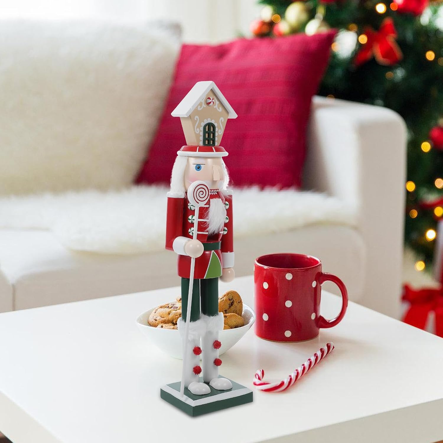 Wooden Nutcracker Figurine Christmas Decor Desktop Nutcracker Statue Holiday Party Supply Tabletop Ornament