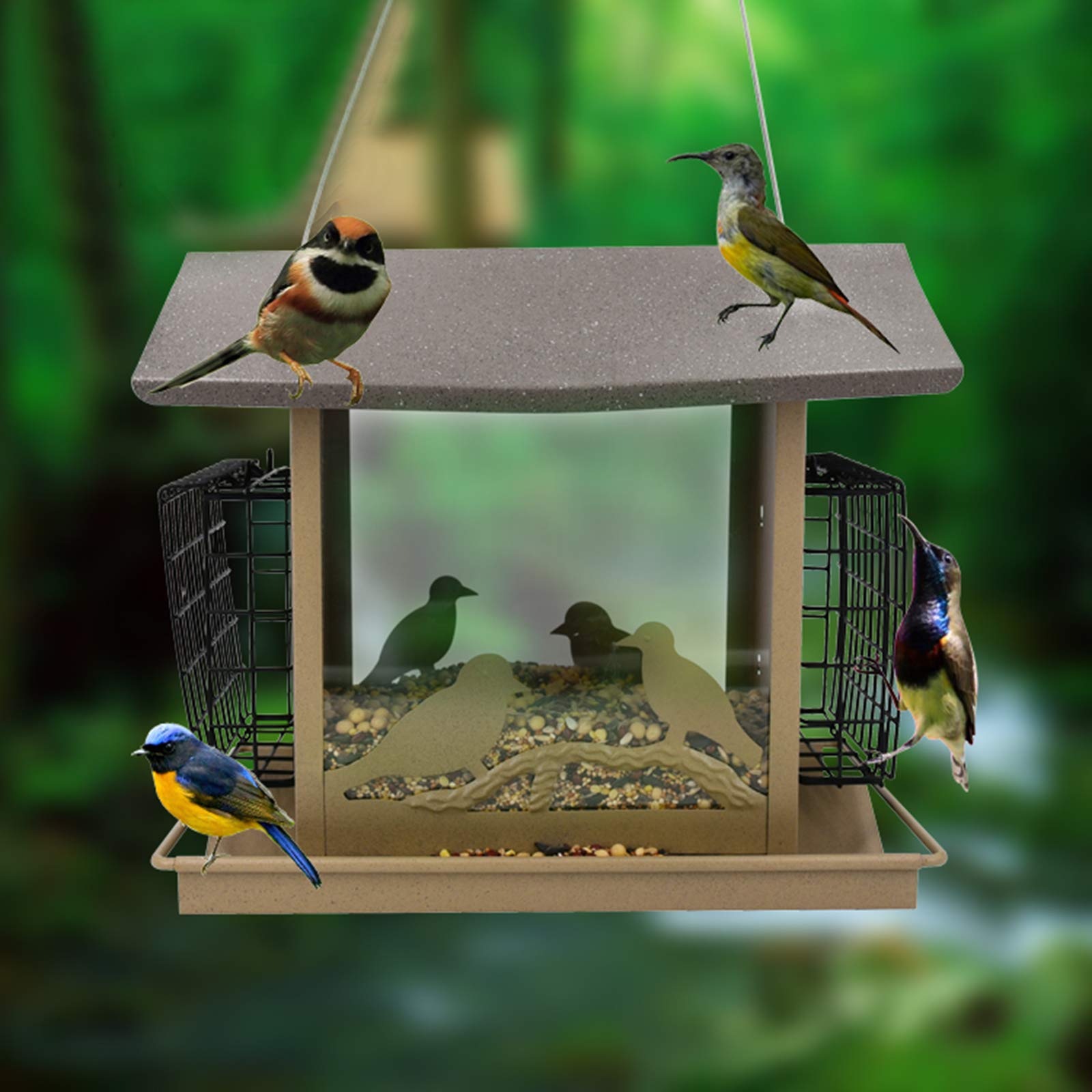 Vogelhaus-Vogelhäuser Vogelhäuschen aus Holz Vogelhausständer Nistkasten,Vogelfutterhaus groß aus Natur-Holz,Vogelhaus zum aufhängen wetterfest I Futterhaus für Vögel, Vogelhäuschen, Vogel Haus