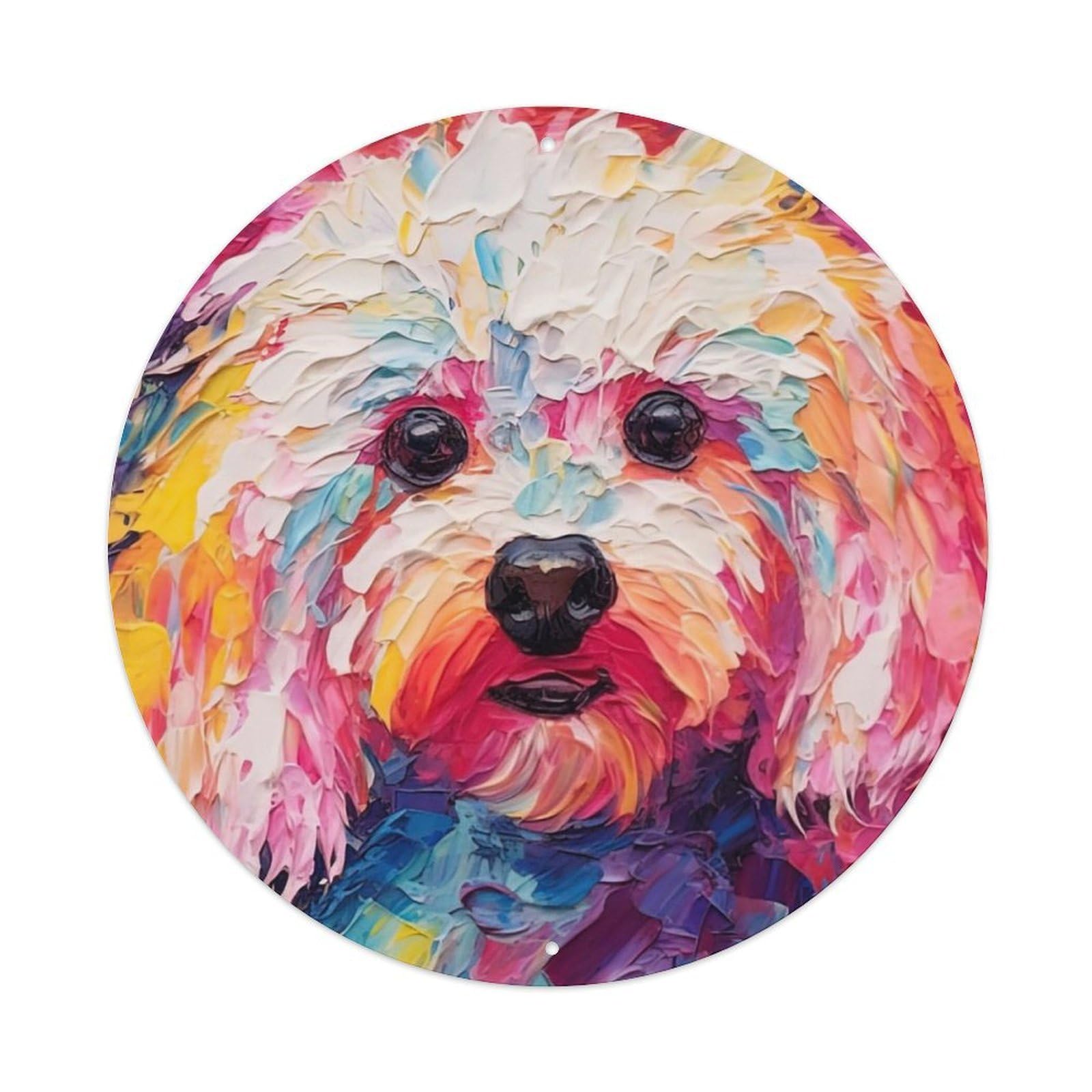 Animal Paintings Artwork Colourful Puppies Metal Tin Sign
