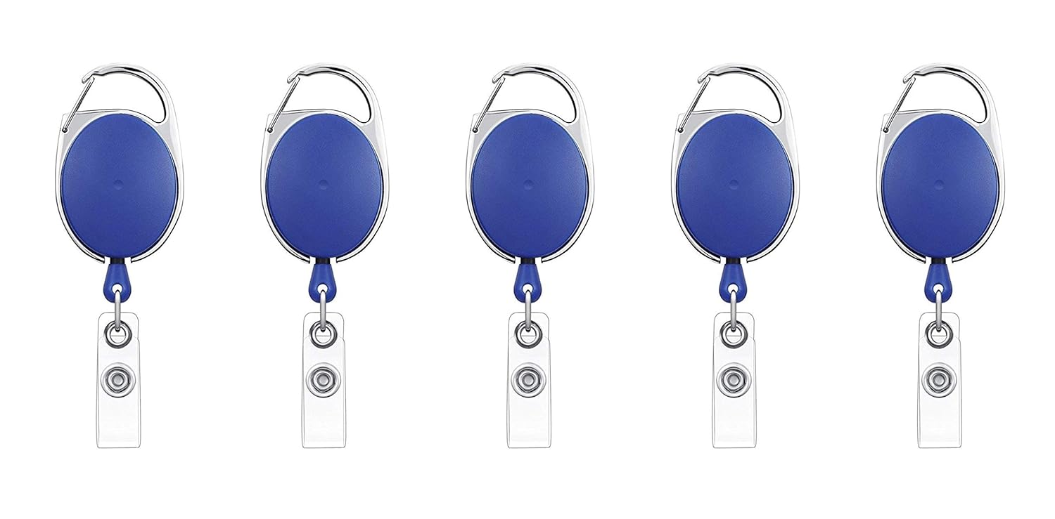 WristID™ Oval Shape Retractable Yo Yo Clip for Id Card Holder Blue (Pack of 5) on Amazon