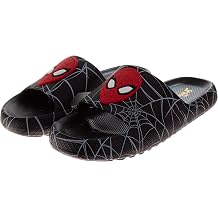Josmo Marvel Spiderman Slides For Men Spidey Open Toe Boys Slipper Slip-On Slippers for Adults Size 7-12 US Mens