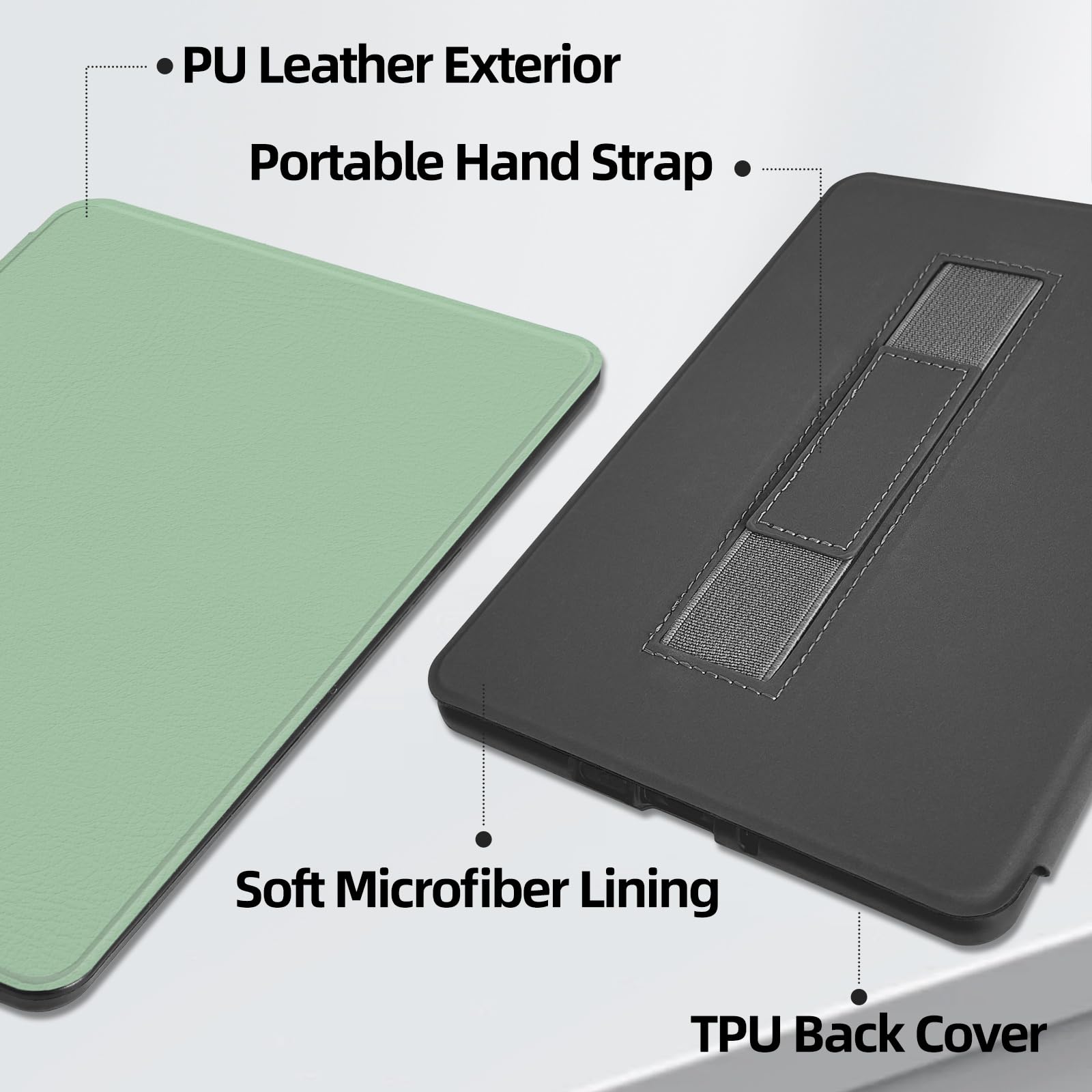 MOROCK Schlanke Schutzhülle für 15,2 cm (6 Zoll) Kindle (11. Generation, Version 2024/2022, Modell-Nr. RS23CV/C2V2L3), hochwertige, leichte Schutzhülle aus PU-Leder mit Handschlaufe, automatischer