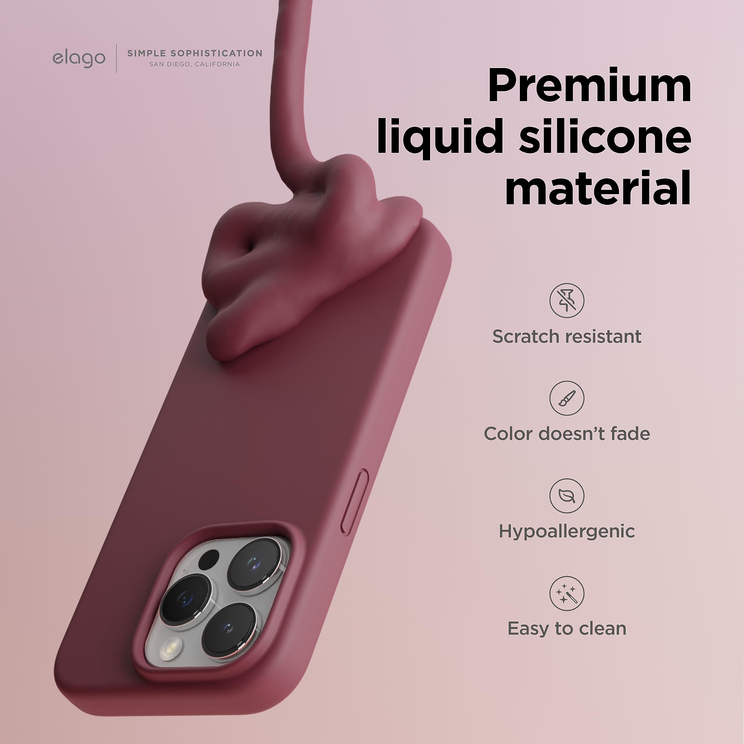 elago Premium Liquid Silicone Case for iPhone 15 Pro Burgundy 1