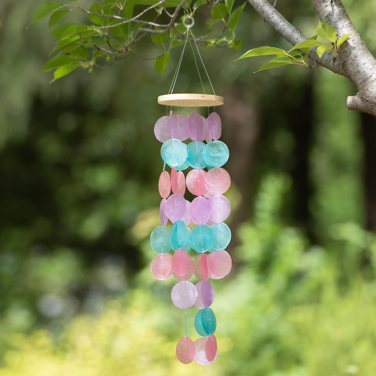 Wind Chimes for Outside - Handcrafted Purple Pink Capiz Shells Windchime Coastal Style Decor for Indoor/Outdoors, Garden Decor, Great Gift for Women, Wind Chimes Lovers and More - Image 3