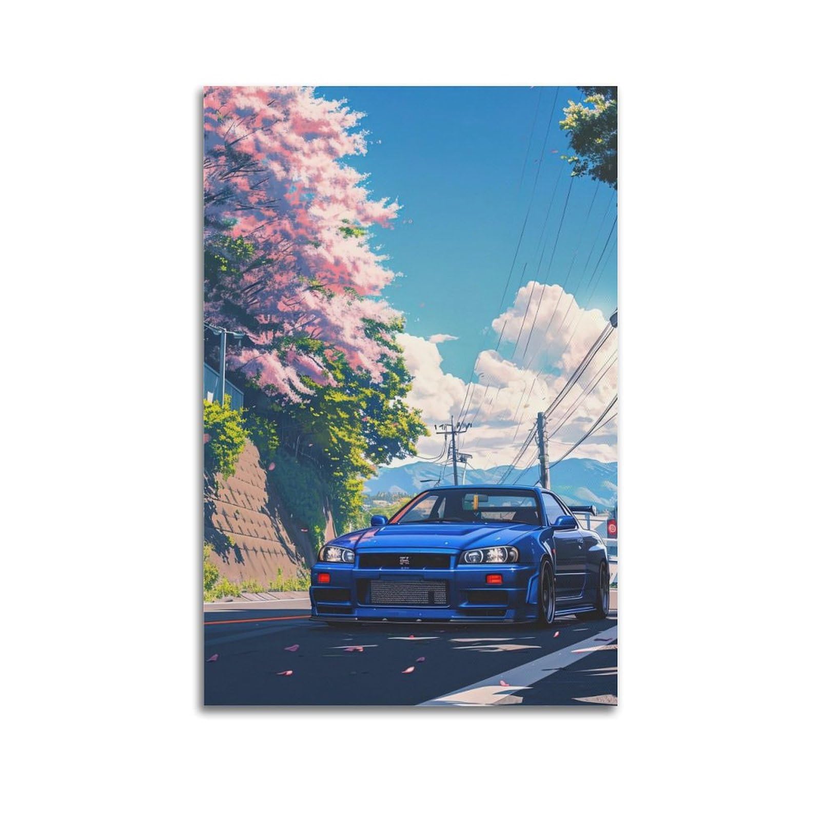 GTTHOK JDM Car Poster for Skyline R34 Sport Car Decorative Painting Canvas Art Picture 20x30inch(50x75cm)