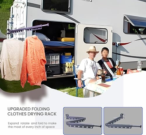 Miniatura 9 de Estante de secado de ropa para caravana, extensible hasta 50 pulgadas, estante de secado de ropa adecuado para RV, camping y varios entornos,