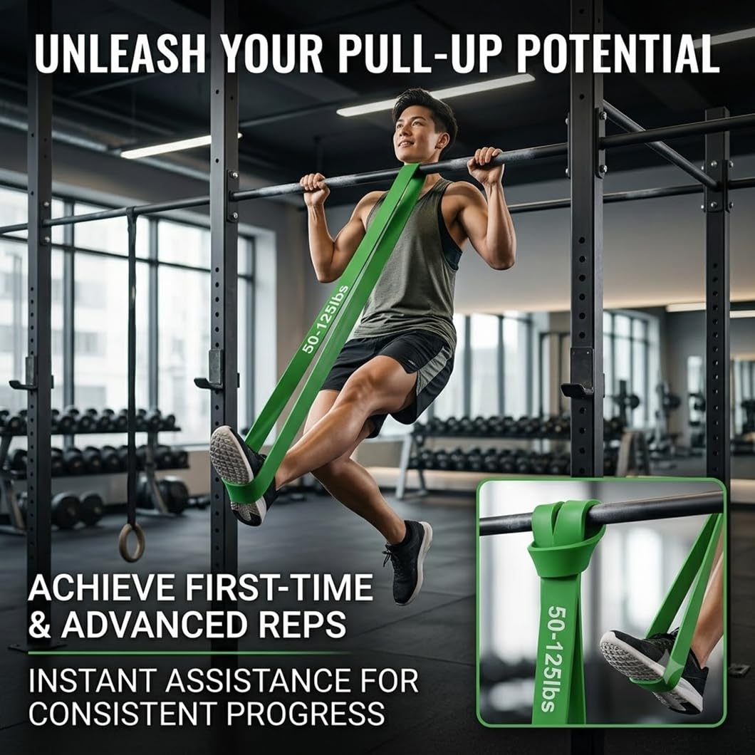 Set Bande di Resistenza per Trazioni, Elastici Fitness Professionali a 5 Livelli, Bande di Assistenza per Trazioni per Uomo e Donna, Elastici Lunghi per Allenamento di Tutto il Corpo