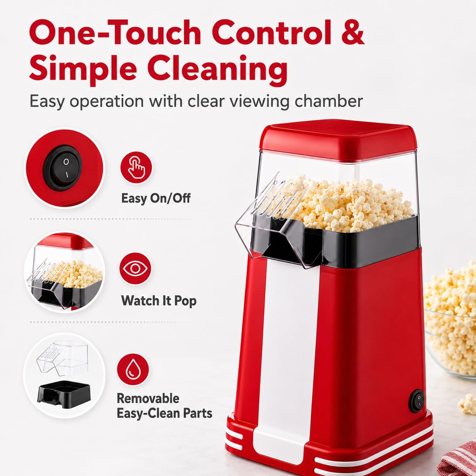 Máquina Rápida for Hacer Palomitas de Maíz con Aire Caliente Sin Aceite | Pequeña Máquina Eléctrica de Palomitas for Cine en Casa Entregando Bocadillos Sanos Frescos en Dos Minutos