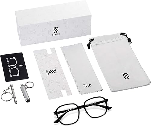 Miniatura 6 de SOJOS Gafas cuadradas de bloqueo de luz azul de gran tamaño para mujeres TR90 Marco Filtro SJ5081