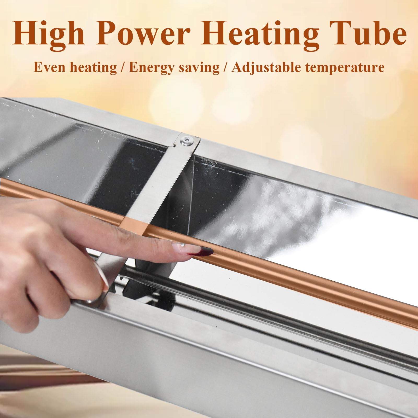 Lámpara de Calor de Alimentos Suspensión, Lámpara de Calentamiento Infrarrojo de Acero Inoxidable, Calentadores de Alimentos Comerciales para Cocina y Buffets, Temperatura Ajustable (1PC, 60cm)