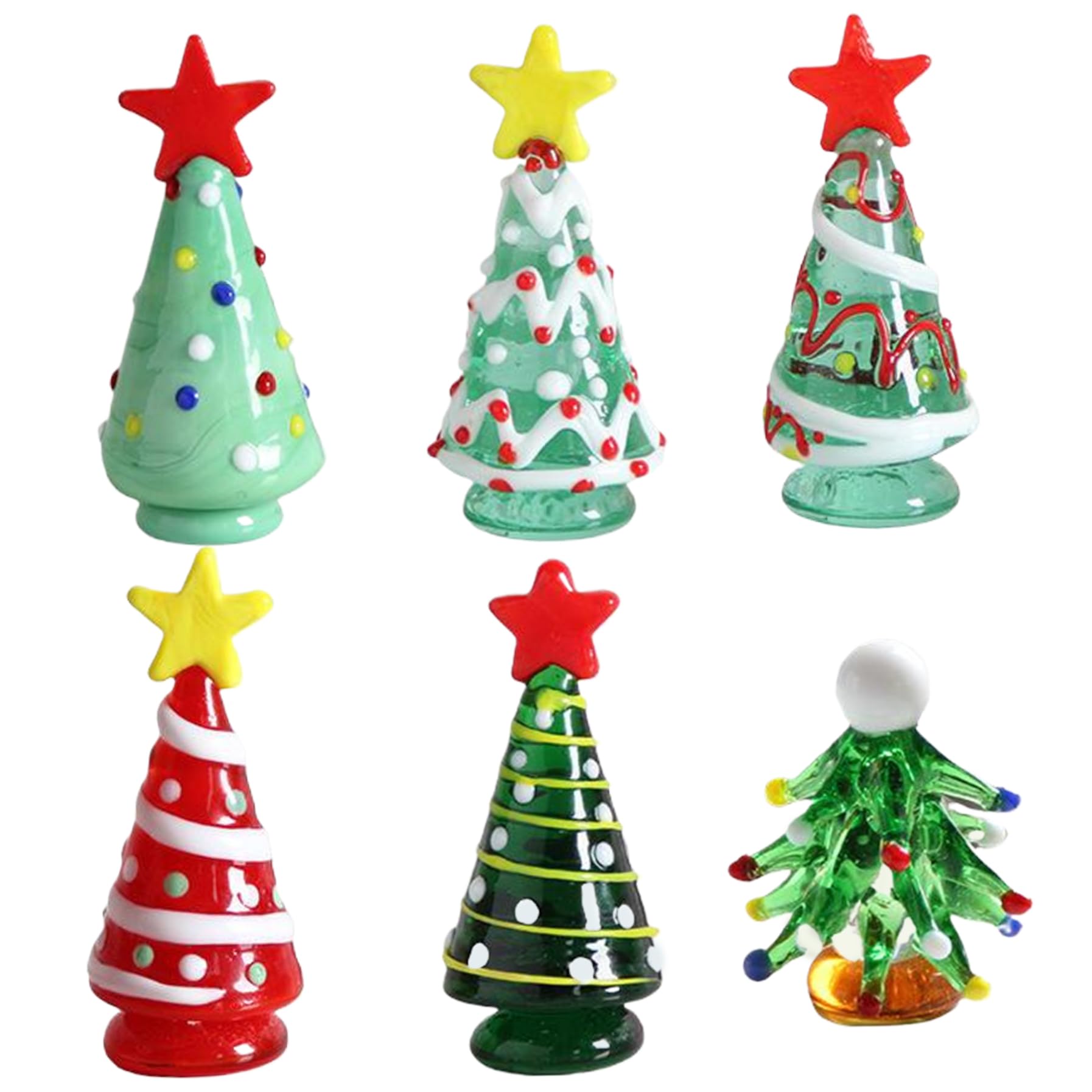 Mini sapin de Noël en verre coloré pour décorer le bureau et illuminer la table du salon