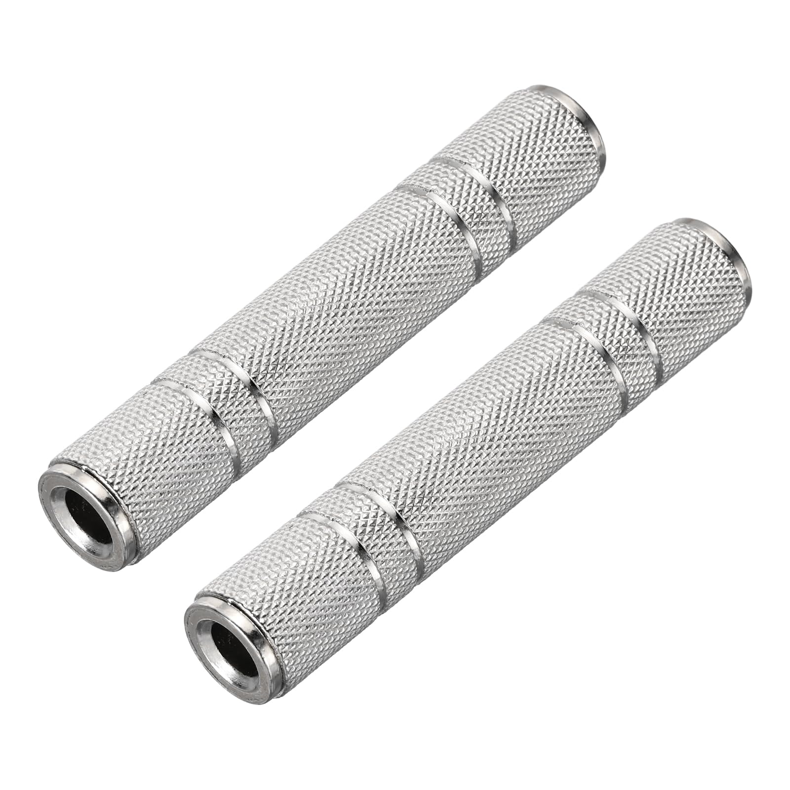 MECCANIXITY 2 Pcs 6.35mm Female to Female TRS Connector Stereo Zinc Alloy Nickel Plating Adapter for Microphones Guitars Speakers Computers Signal Conversion