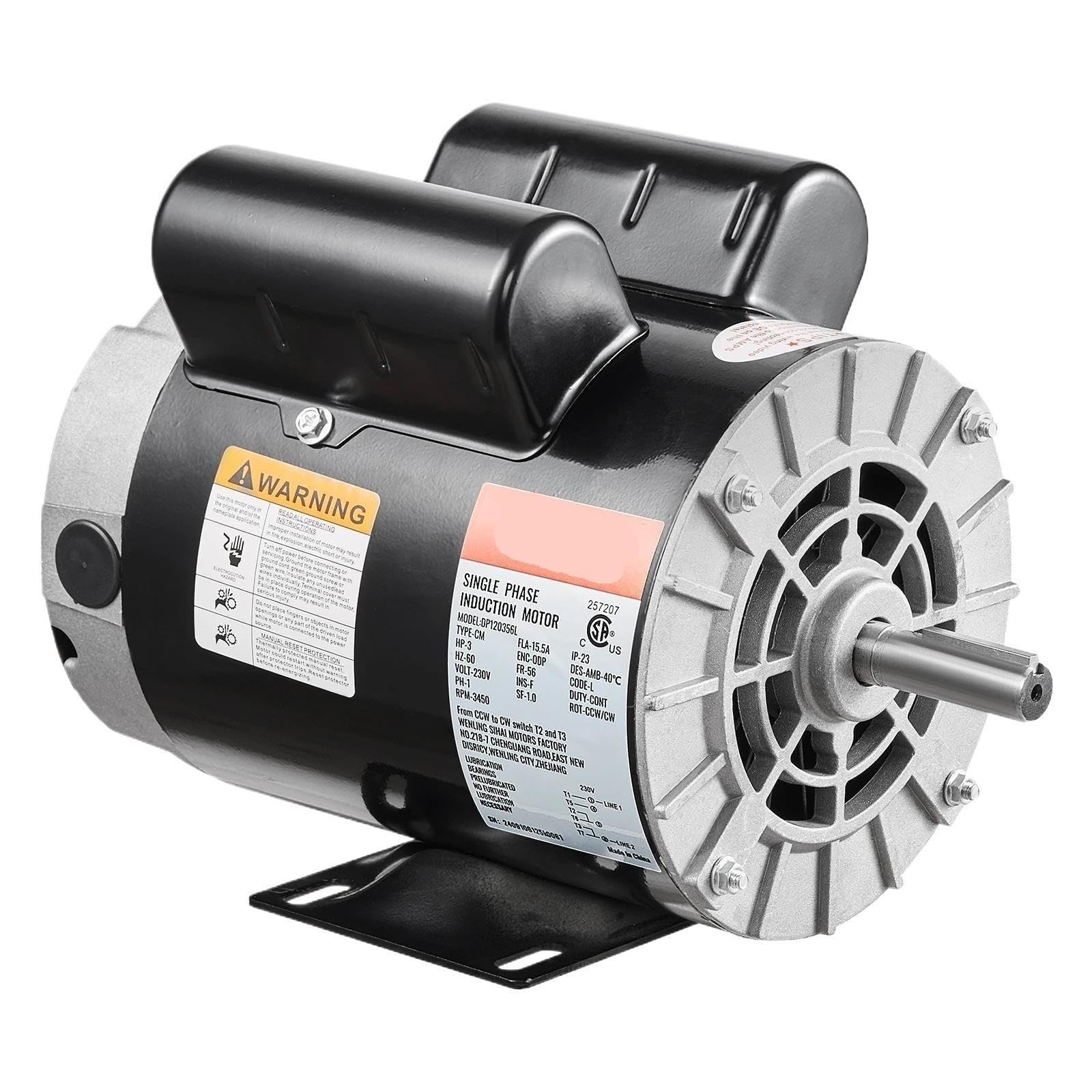 Motor del compresor de aire 2/3/3.7HP 230V Motor eléctrico monofásico 3450RPM(3HP)