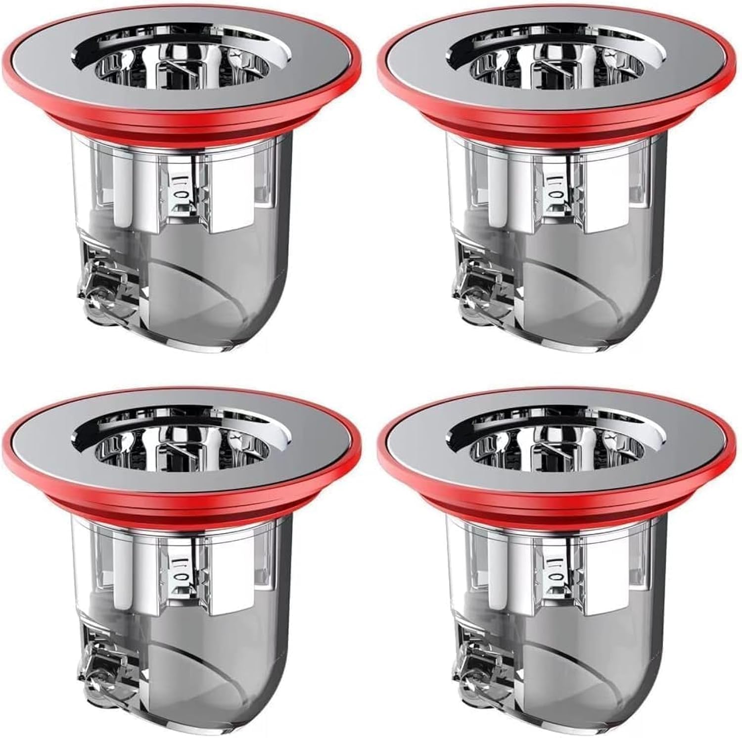 AzoneeAnti-Odor Floor Drain Set - Shower Waste Water Drainer with Backflow Prevention, Sewer Core Plug, One-Way Drain Valve - Pack of 4 for a Cleaner Bathroom Environment.