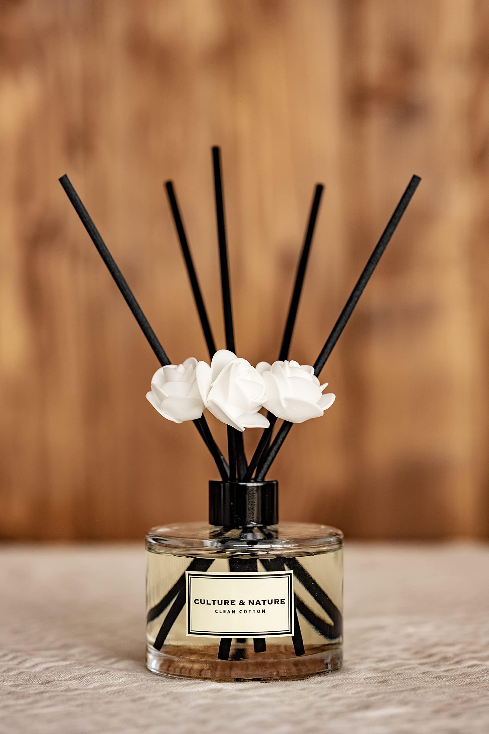 CULTURE & NATURE Reed Diffuser Set 6.7oz (200ml) Summer Peach Scented Diffuser with Sticks Home Fragrance Reed Diffuser for Bathroom Shelf Decor