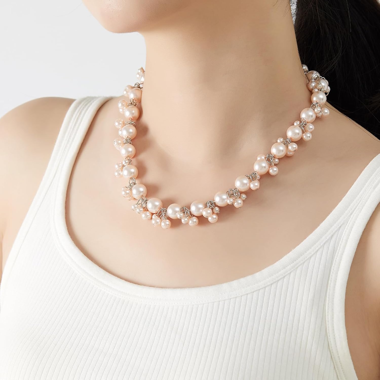 Beaded Pearl Necklace - Elegant Pearl Choker Necklaces for Women Fashion Jewelry Birthday Gift for Mom - Image 9