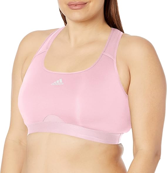 adidas Women's Plus Size Training Medium Support Racer Back Good Level Bra Padded w/ Removable Pads