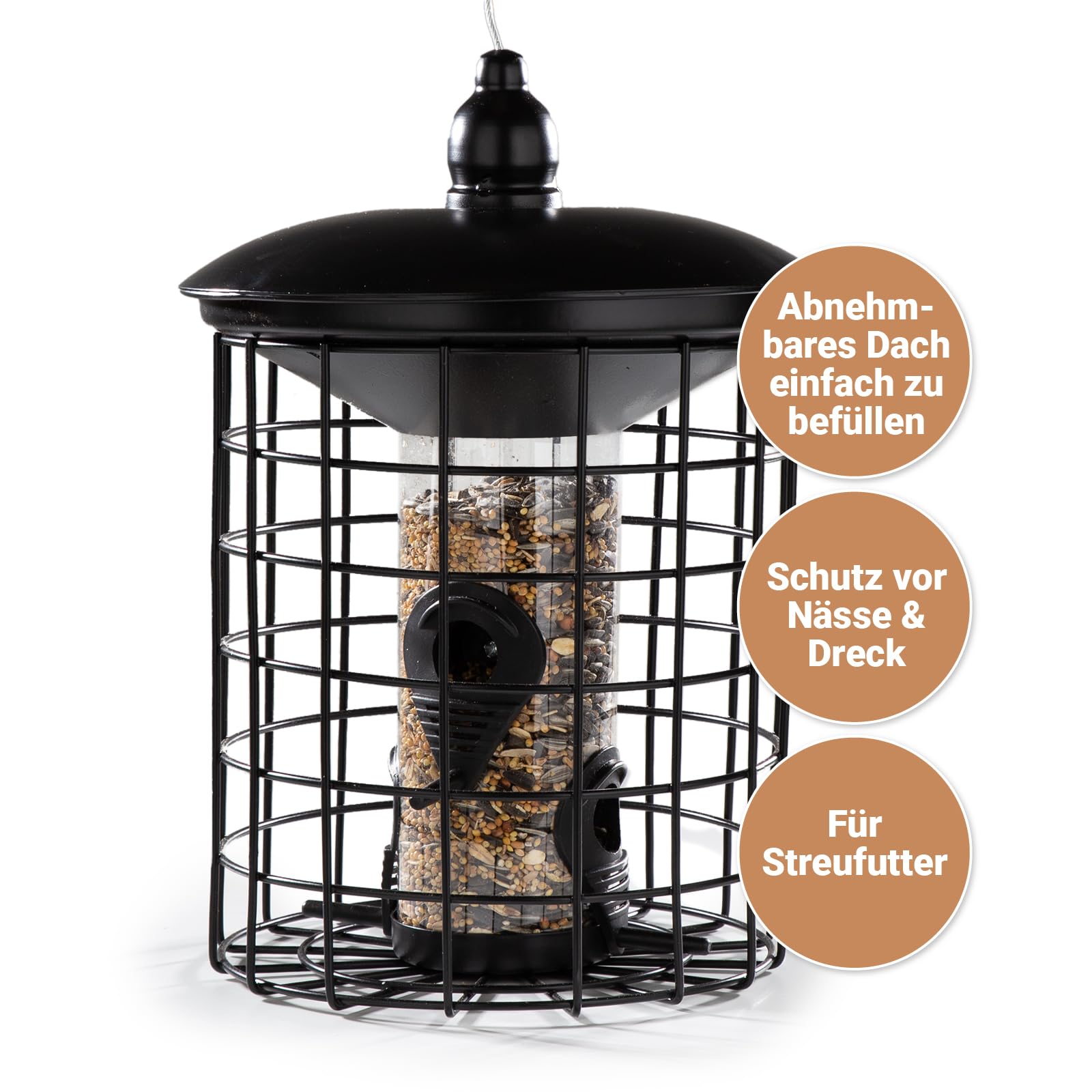 Käfig-Futterstelle 8-Fach - Antiverschüttende Vogelfutterschale Für Garten & Balkon