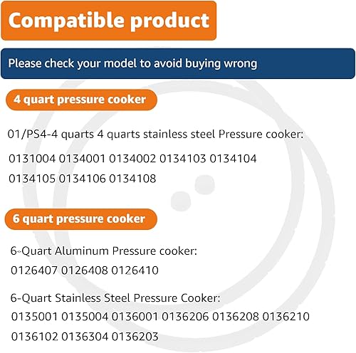 Miniatura 6 de Paquete de 2 anillos de sellado de latas de presión 09936 y tapón de sobrepresión compatibles con Presto 0126002 0136102 0136403 0136304 0136001