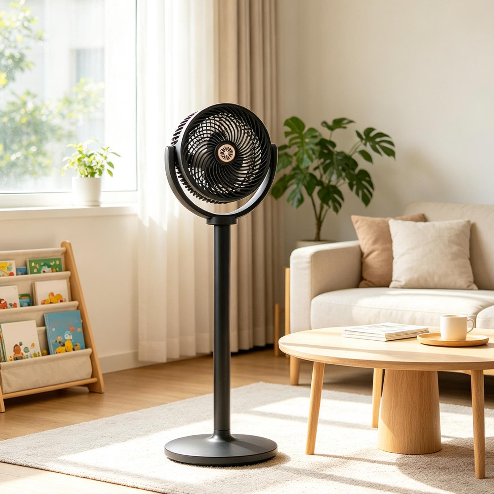 Ventilador Oscilante Soplador Solar Ajustable En Altura Potente Con Luz | Ventilador Grande de 5 Velocidades Para Garaje Oficina Patio Tienda Dormitorio Baño Interior Habitación Hogar