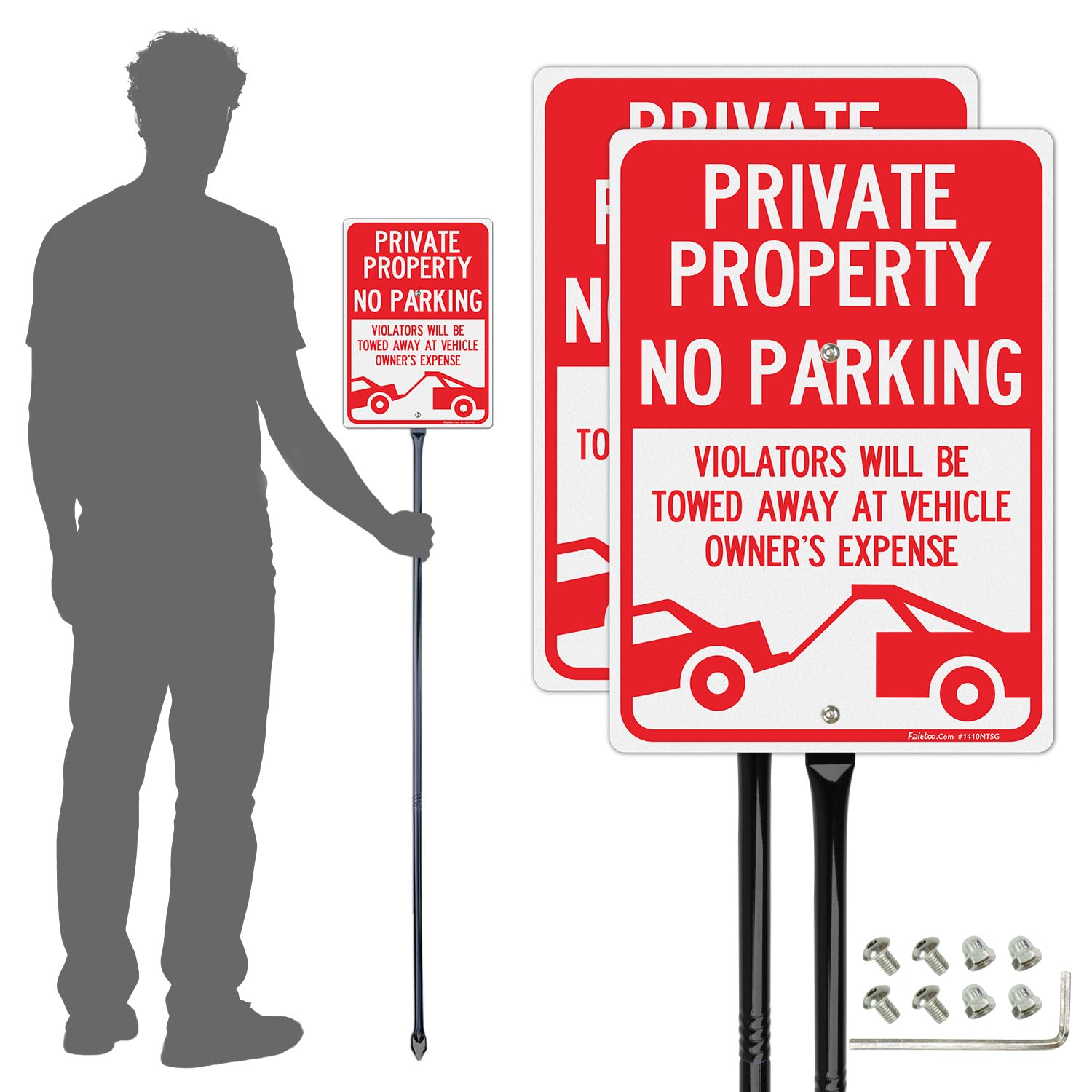 Faittoo No Parking Sign with Heavy-Duty Stakes
