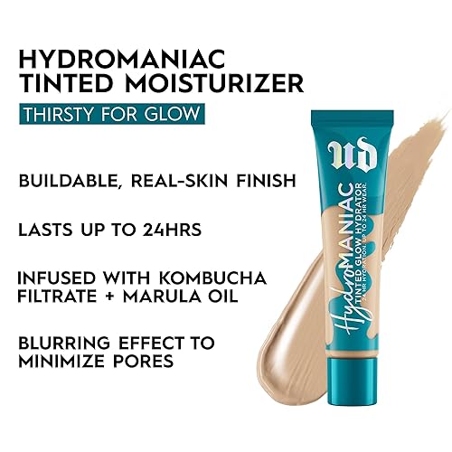 Vista 37 de Urban Decay Hydromaniac Dewy Foundation, hidratante tintado hidratante para piel seca, cobertura media construible, con filtrado de kombucha y 81
