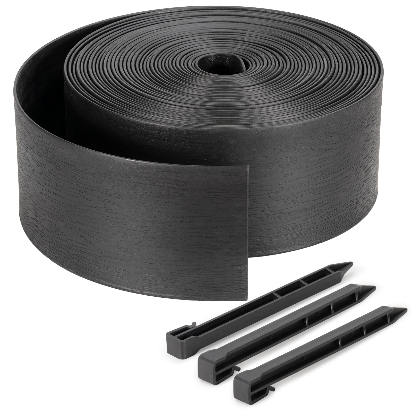 Velway Bordure de Jardin en Plastique Flexible 20 mètres, Hauteur 13cm - avec 40 Piquets d'ancrage – Délimitation Pelouse, Allée, Parterre – Bordurette Extérieure Facile à Installer