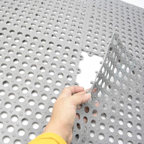 Miniatura 4 de tonchean 24PCS Interlocking Bathroom Floor Mats, 11.8 X 11.8 Inch Soft PVC Bath Shower Floor Mat with Suctions Cups, Drainage Holes for Pool and Wet