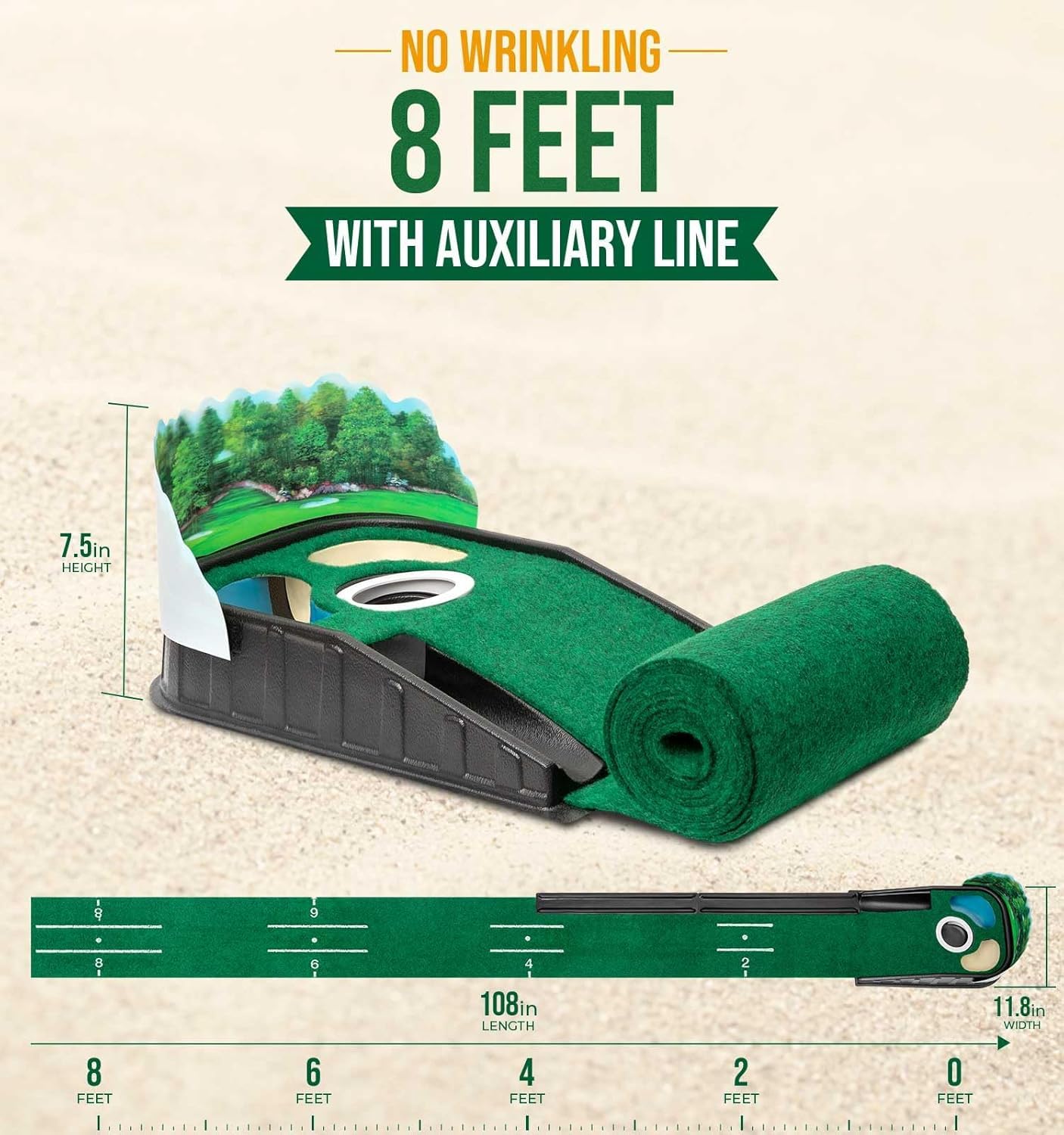 Swingtek - Tapis de golf pour mise en jeu d'intérieur, équipement d'entraînement de putting vert avec retour de balle, aide d'entraînement de pratique de mini-golf pour la maison et le bureau, cadeaux