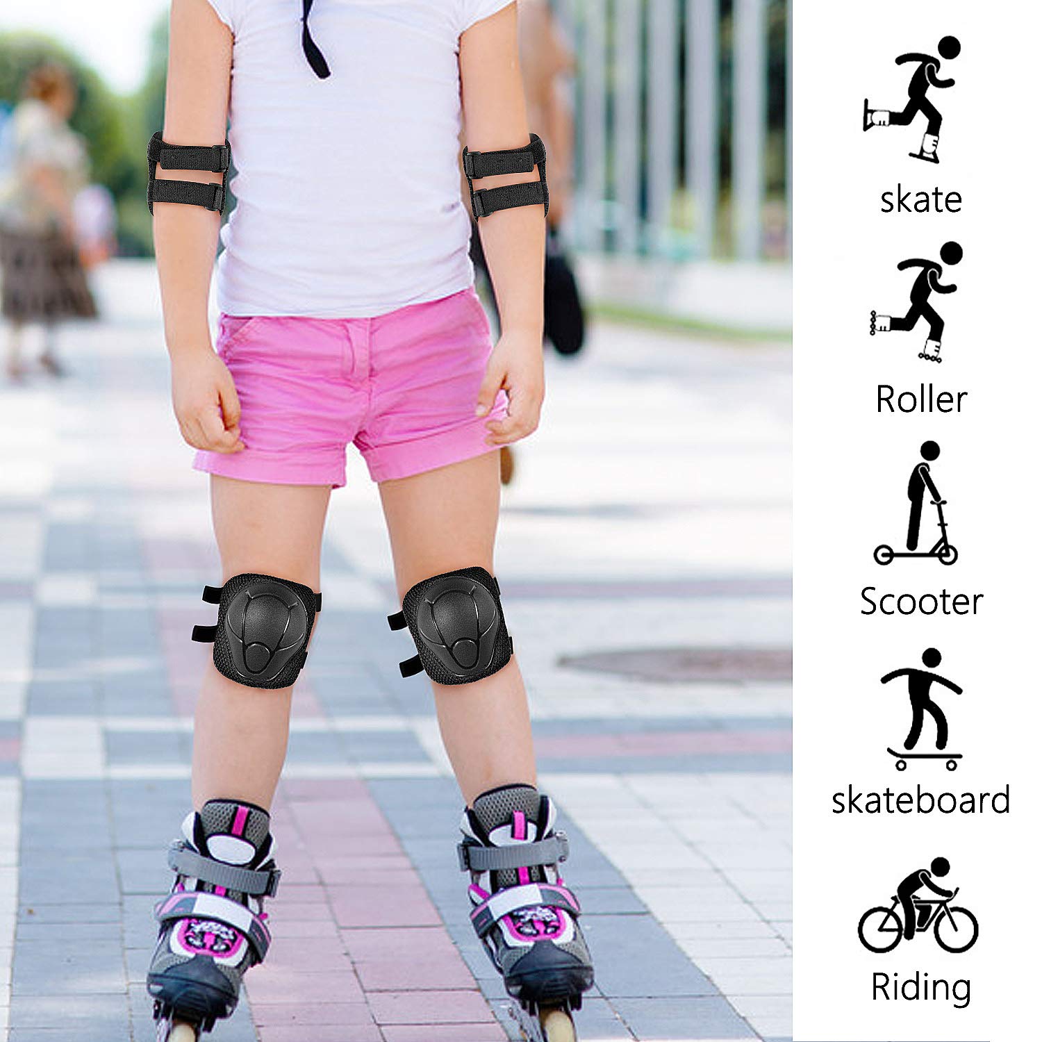 Sets de Protection Enfant Genouillères Coudières 6 Pièces Skateboard Vélo Roller BMX