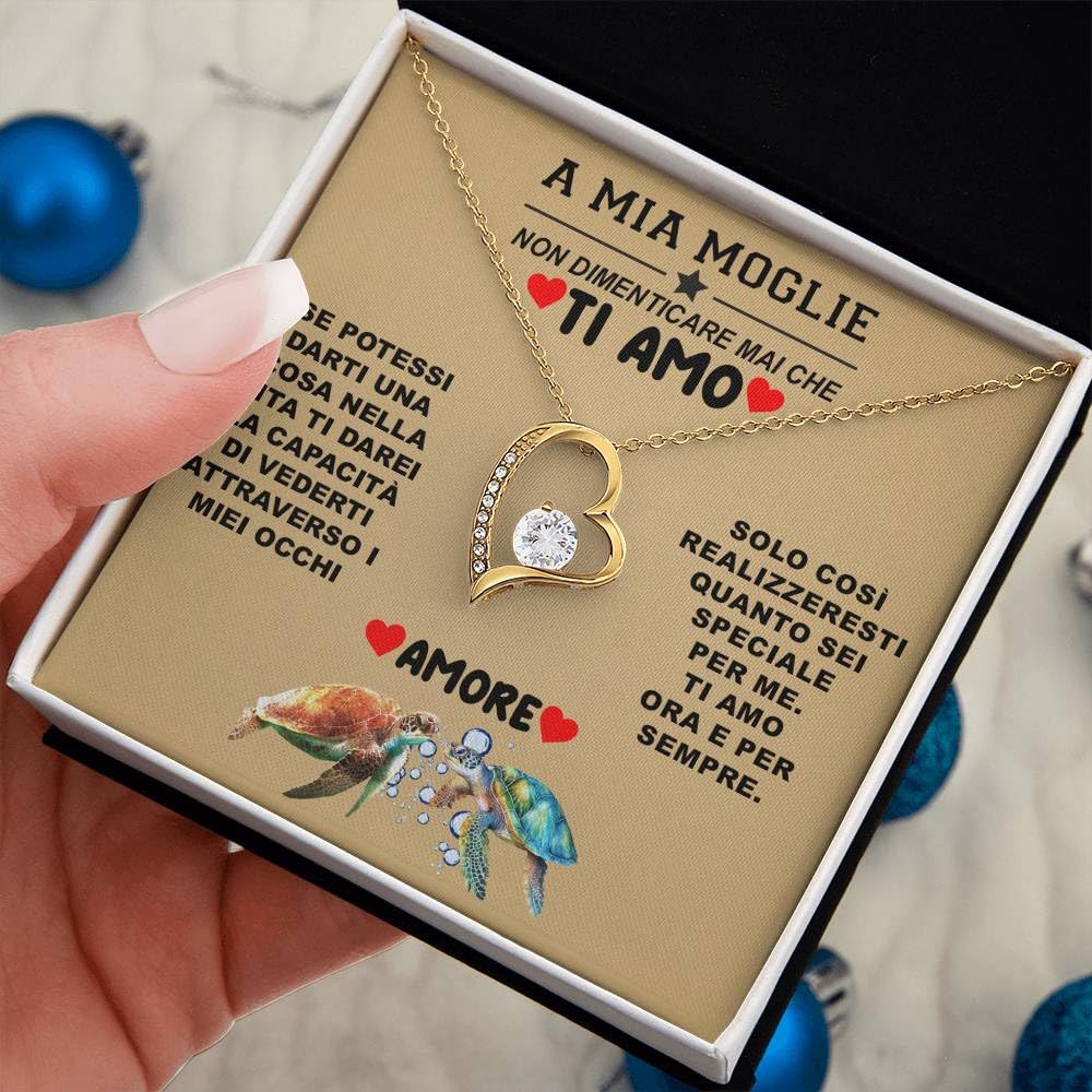 Bramart Collana Donna Moglie o Fidanzata Idea regalo per lei Finitura in Argento, Oro Gioiello Anniversario matrimonio Idee Regali Ciondolo - Cofanetto con DEDICA incluso