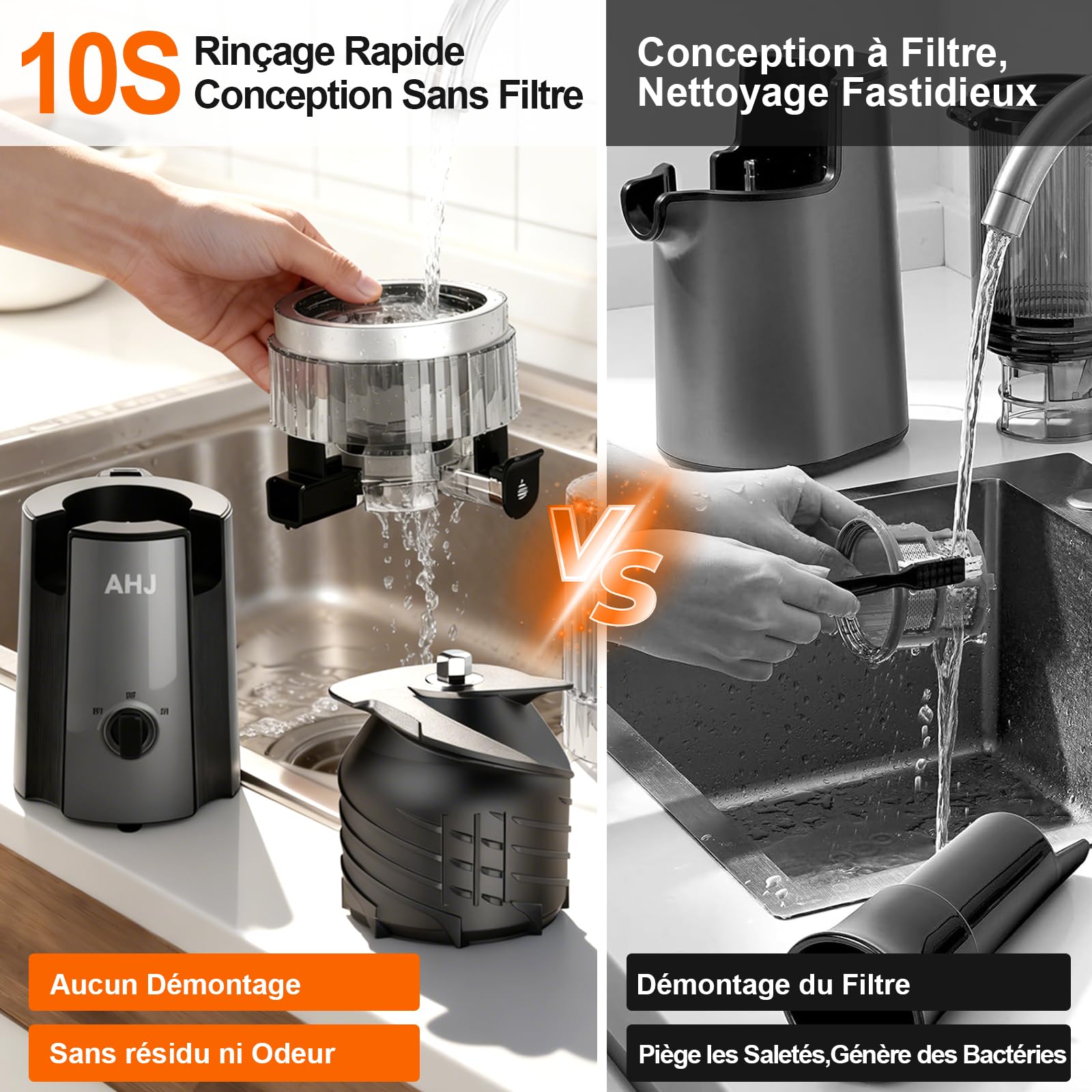 AHJ Extracteur de Jus Lent 135mm, Slow Juicer Presse-agrumes à Froid pour Fruits et Légumes Entiers, Sans BPA