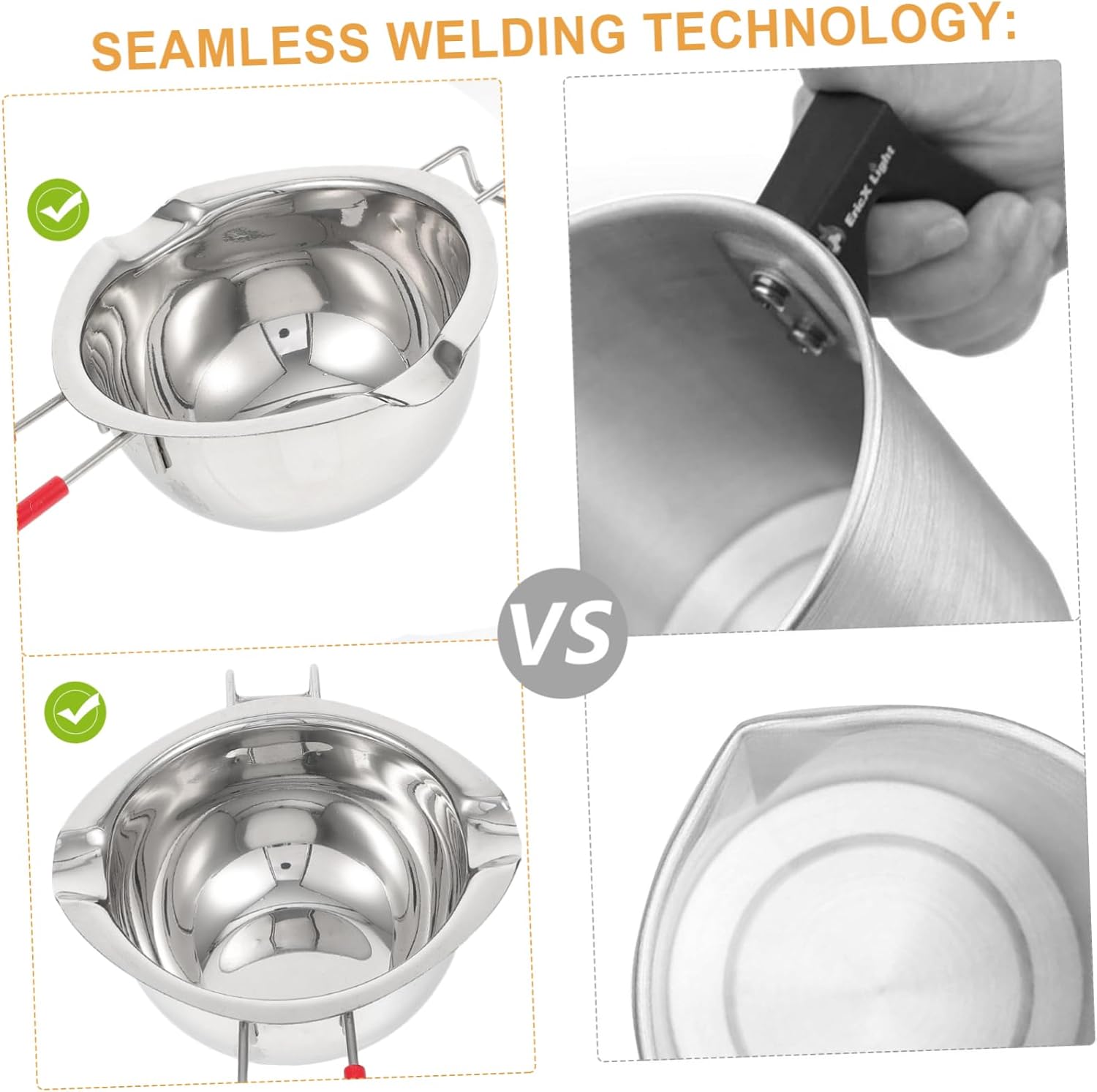 SECFOU Stainless Steel Double Boiler Melting Pot Set for Butter Chocolate Cheese Versatile Heating Utensil for Baking Candle Making 1 Set
