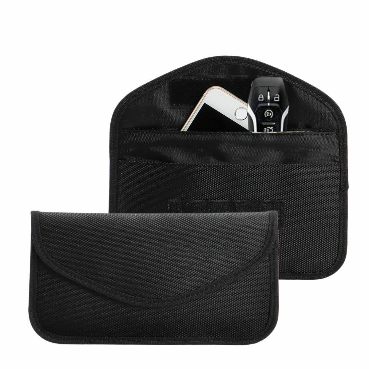 ZCMMF 2 PCS Faraday Bag RFID Signal Blocking Bag Shielding Pouch Wallet Case for Cell Phone Privacy Protection and Car Key FOB, Anti-Tracking Anti-Spying Black