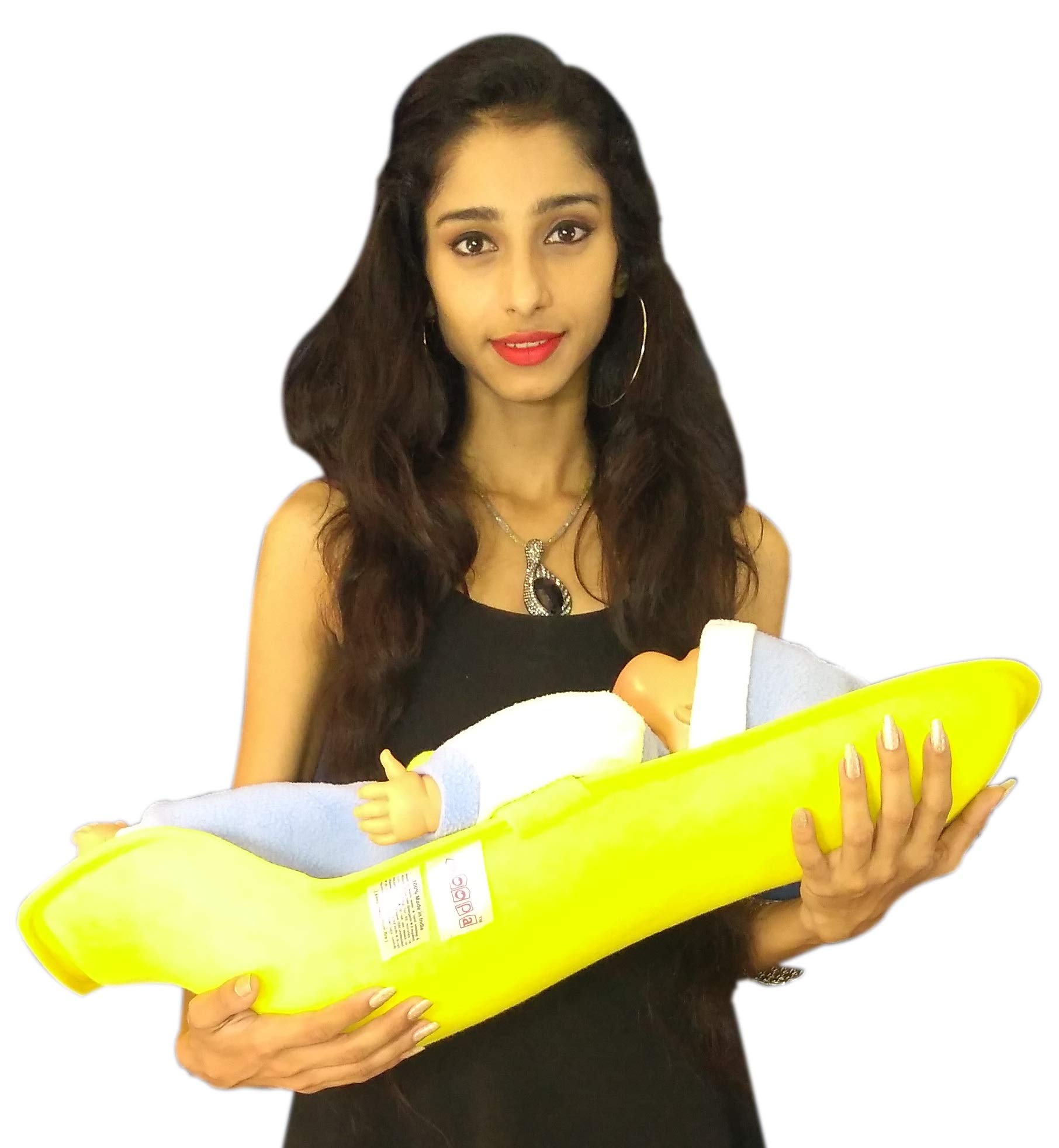 HOOPA 2-in-1 Infant Carrier for Newborn (0–4 Months) | Reclined Carrying & Breastfeeding Support | Strong Back Support | Indoor & Outdoor Use | Feeding Pillow | Nursing pad | Sunshine Yellow 4