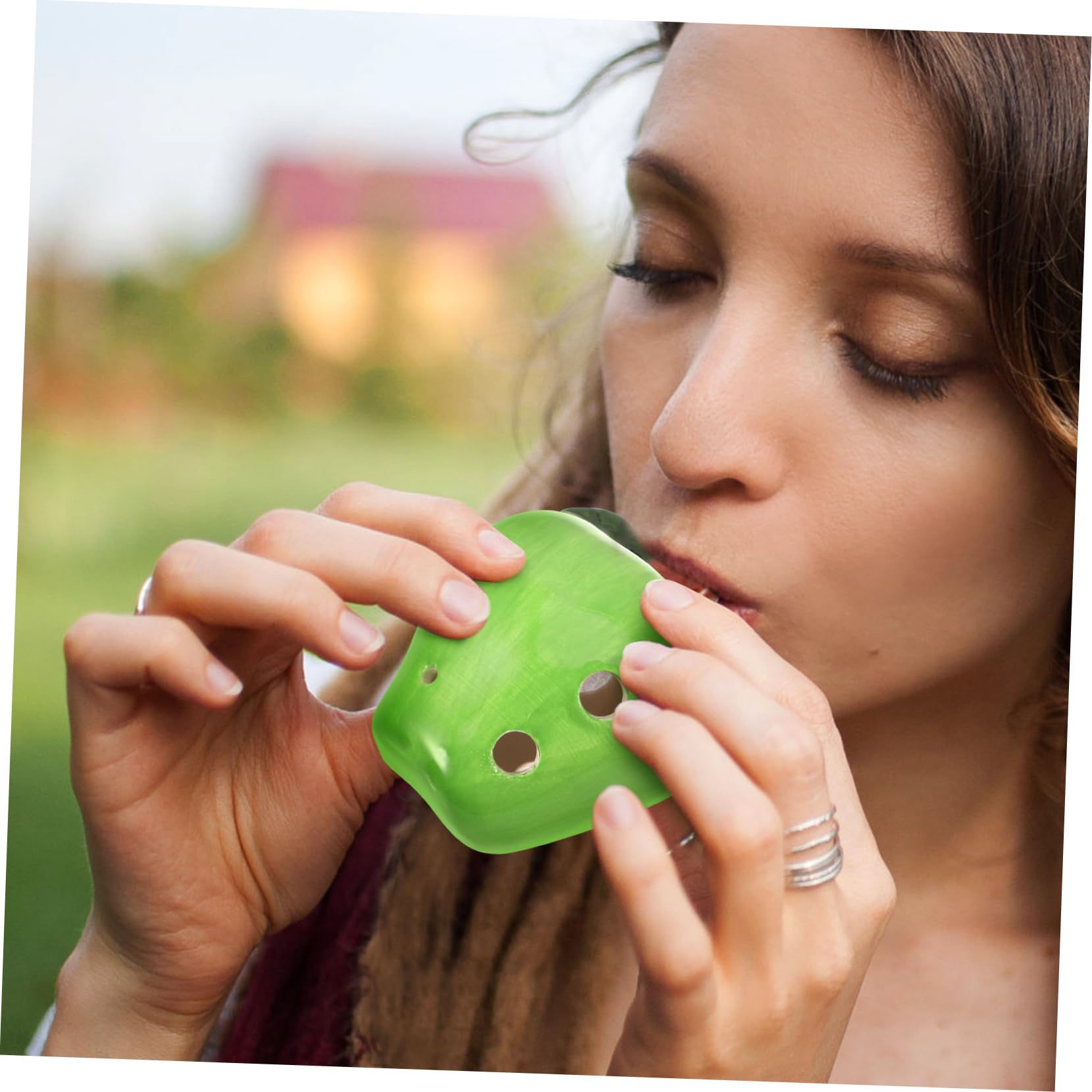 Toddmomy Fruit Shape Ceramic Ocarina 6-hole Musical Instrument for Boys and Girls and Beginners Portable and Easy to Play