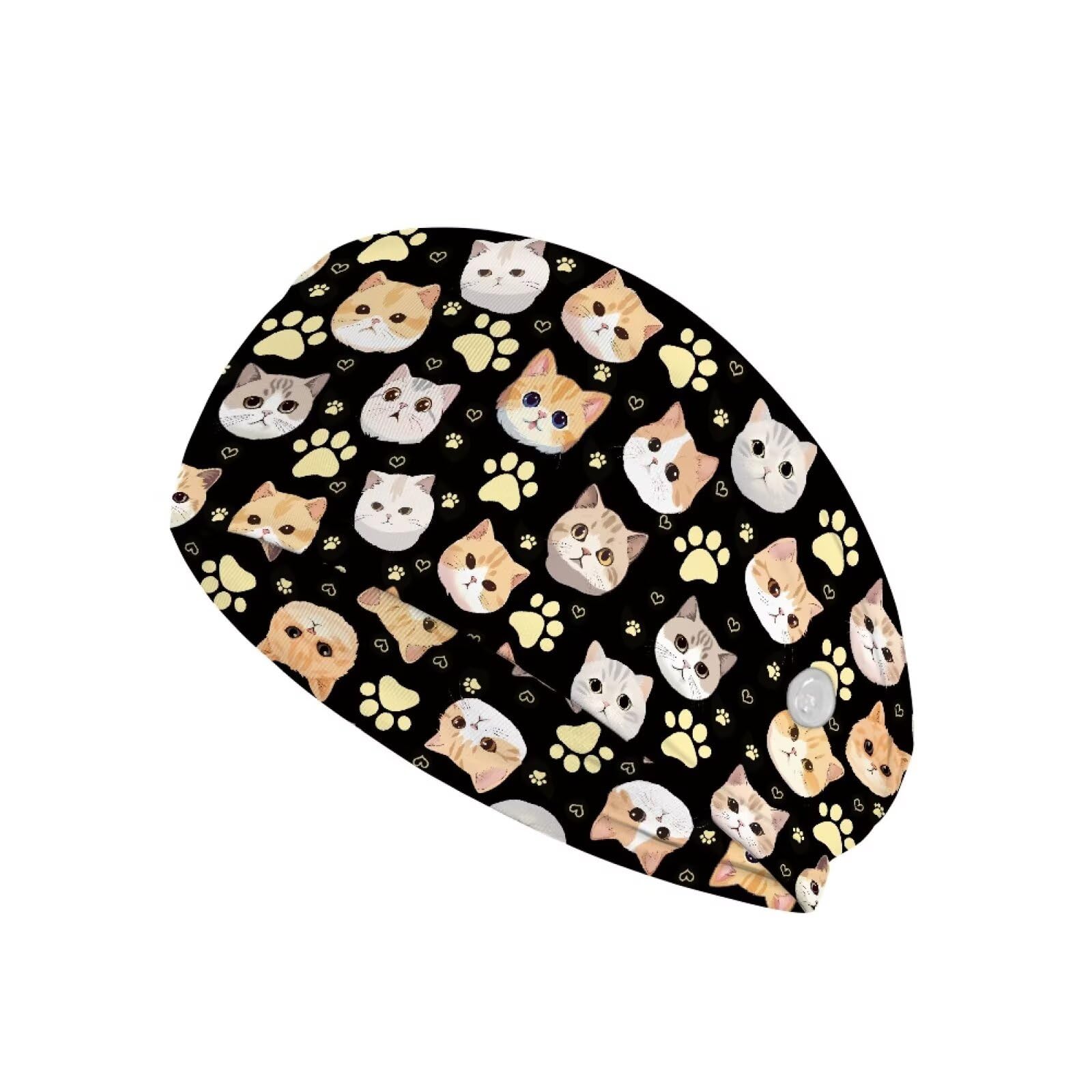 Gomyblomy Funny Cats Nurse Headbands with Buttons for Mask Non Slip Wide Head Bands for Women Teen Girls Soft Turban Elastic Headwraps Hair