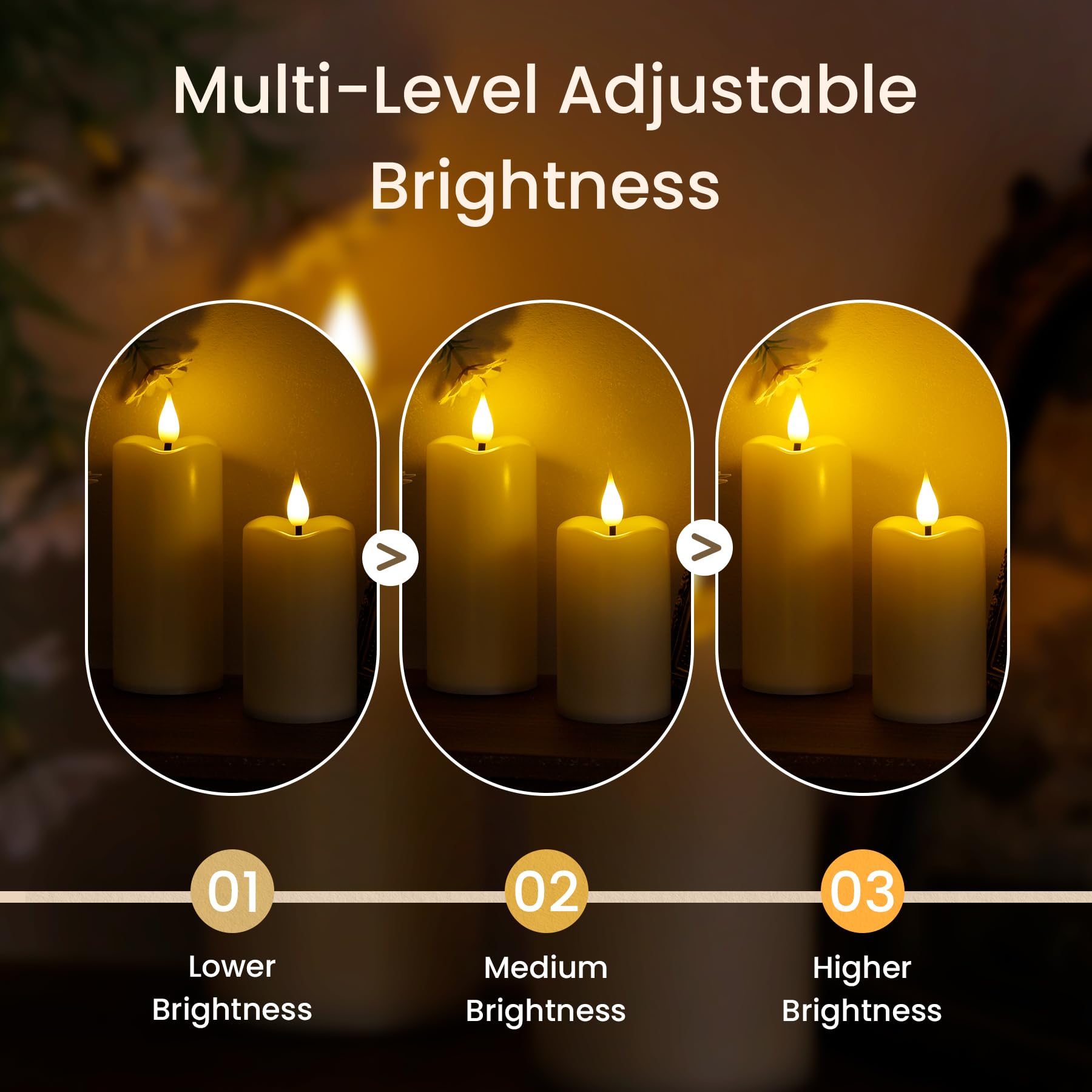 Yeelida Candele LED avorio tremolanti a batteria,Confezione da 8 candele a colonna in plastica senza fiamma con 2 telecomandi e Temporizzazione (5.3cm x 11, 14, 17cm)