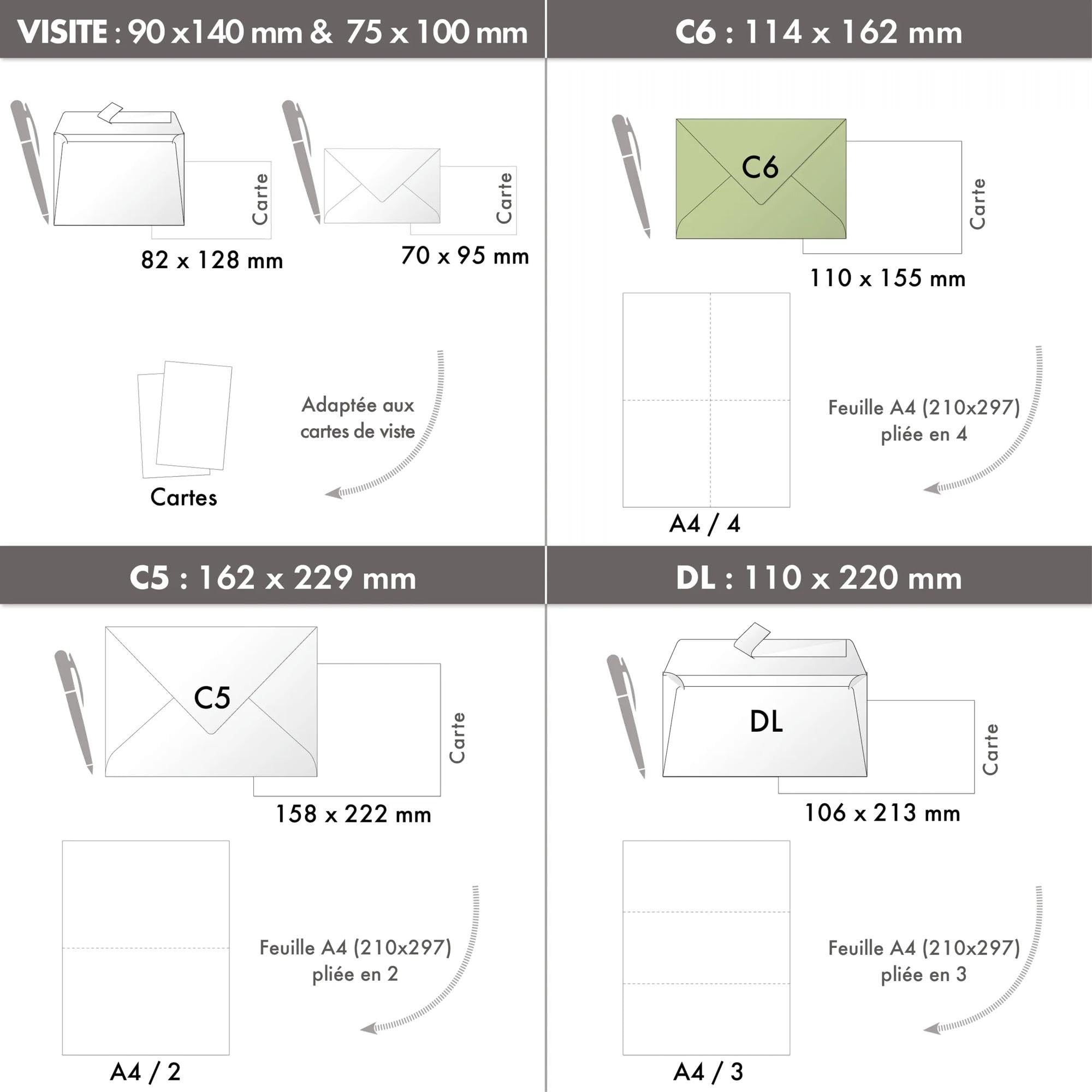Clairefontaine Enveloppes C6 Bleu nuit 120g Auto-Adhésives Lot 20 – Format standard 11,4 x 16,2 cm
