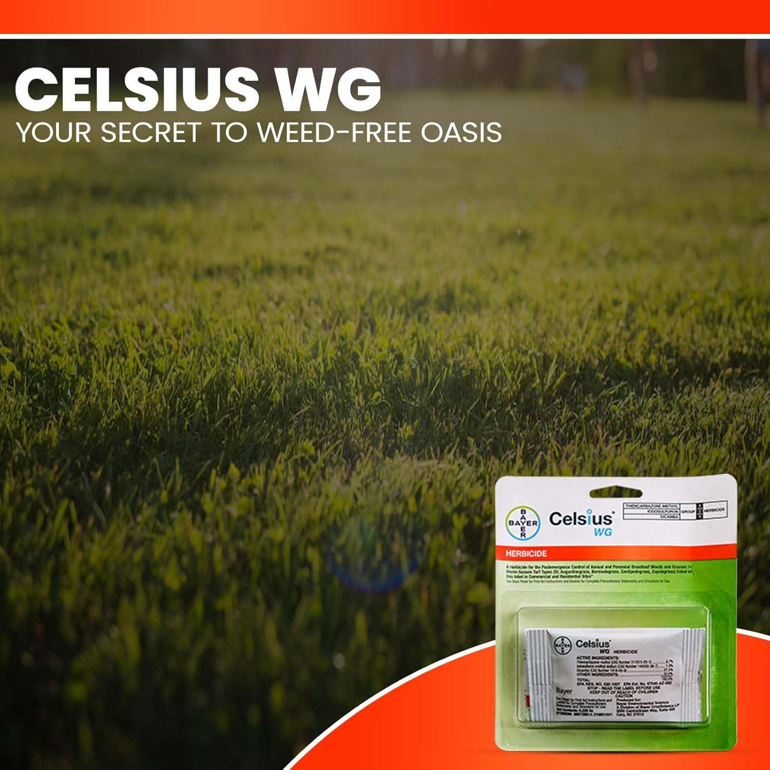 Pre and Post Weed Killer for Lawns - Celsius - WG - 0.226 OZ - Broadleaf Weed Control - Lawn Treatment - Grass Killer - Safe for Warm- Season Grass - Available with Omni Depot Gloves
