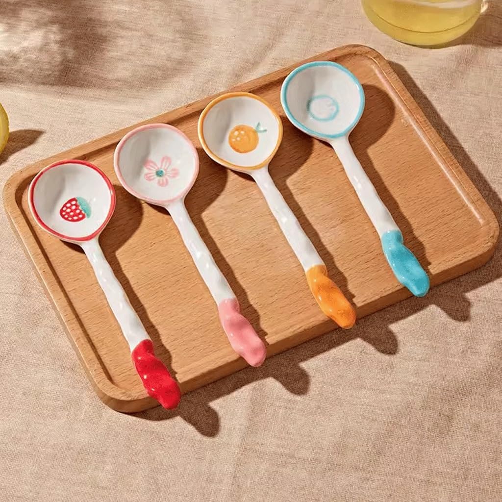 Spoons,soup spoons,Spoons for Cooking Kitchen Cute Ceramic Spoon Home Creative Long-handled Table Spoon Kitchen Cooking Spoon Dessert Spoon Tableware Dinner Spoon Teaspoons