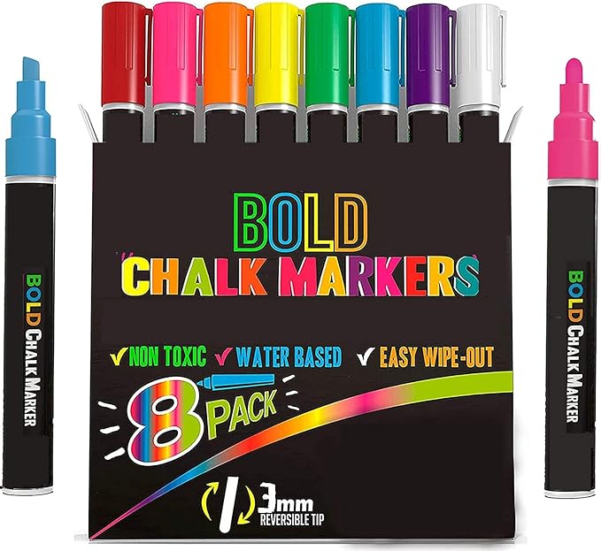 Liquid Chalk Markers for Blackboards Bold Color Dry Erase Marker Pens