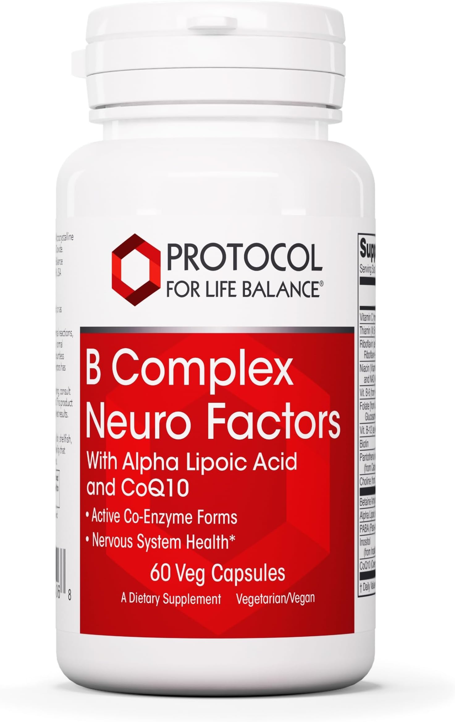 PROTOCOL FOR LIFE BALANCE B Complex Neuro Factors - with Vitamin C, Alpha-Lipoic Acid, CoQ10, and More - 60 Veg Caps