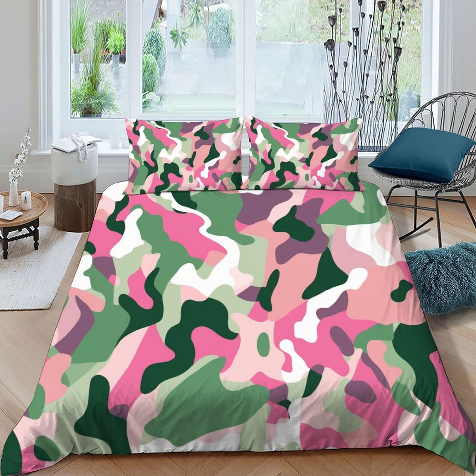Housse de couette camouflage pour une chambre style nature
