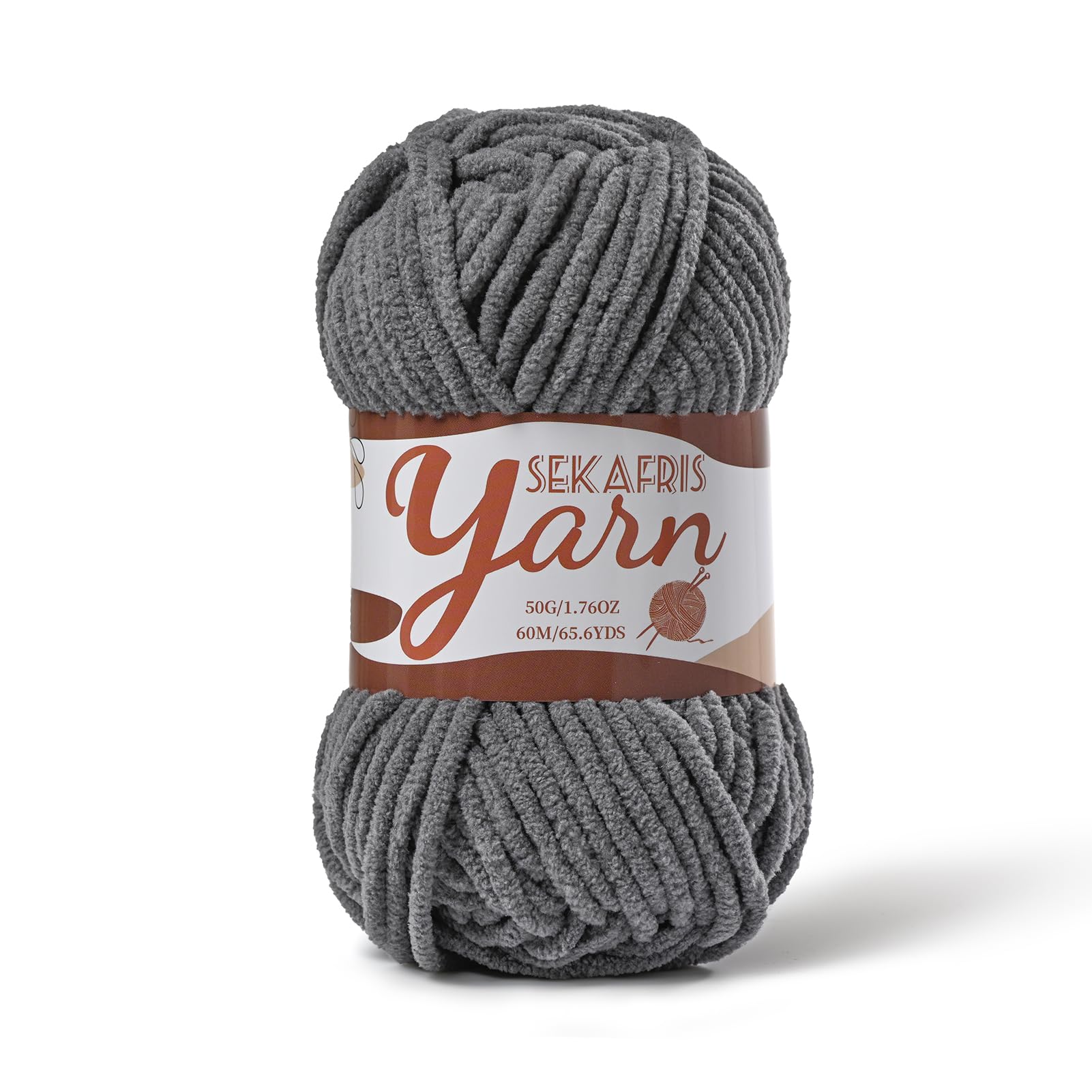 Chenille Yarn for Crocheting Plush Blanket Crochet Yarn Dark Gray