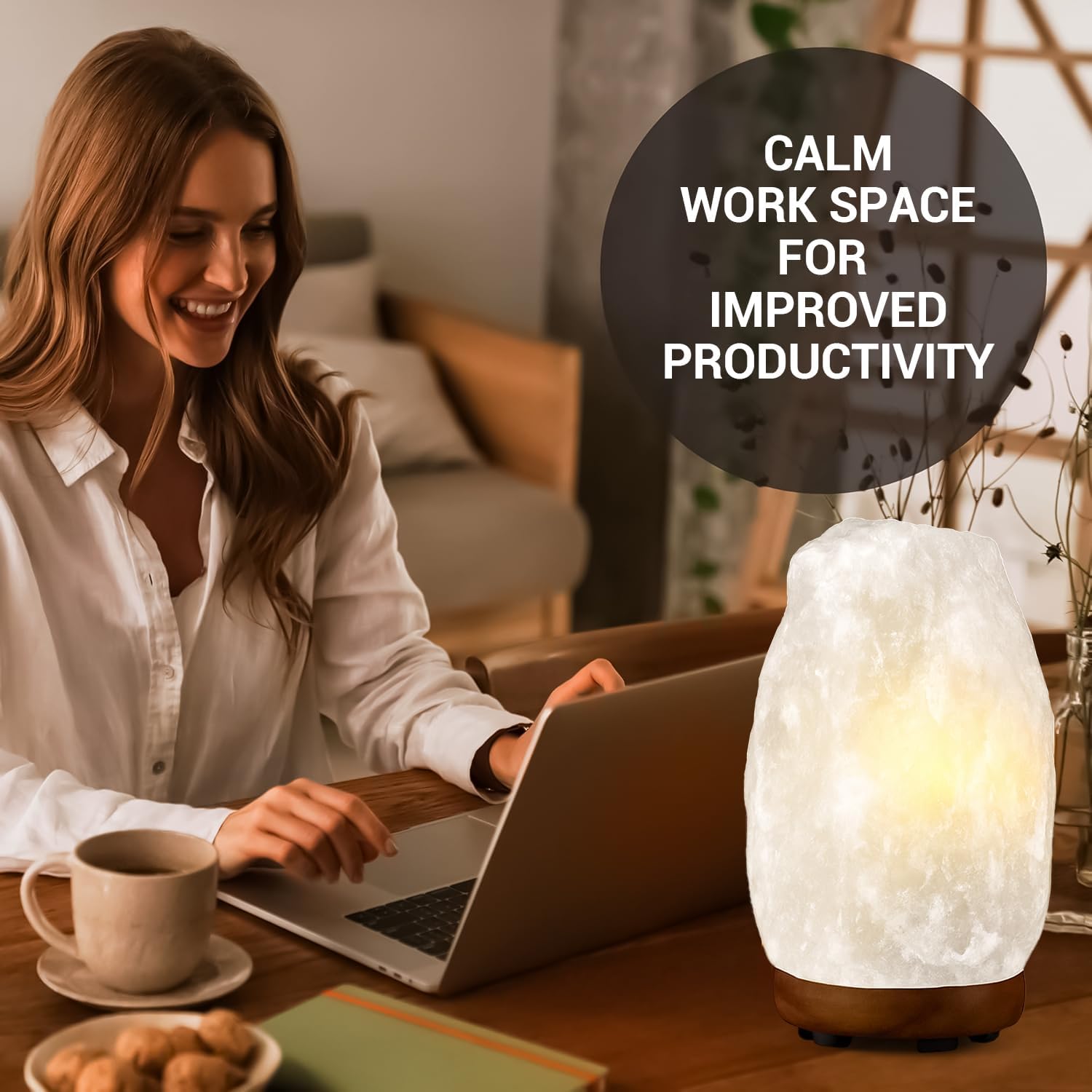 Himalayan Glow Crystal White Salt Lamp Night Light, 6-7 lbs/Each - Hand Curved Night Light, Salt Lamp with Neem Wooden Base, Best for Gift – (ETL Certified)