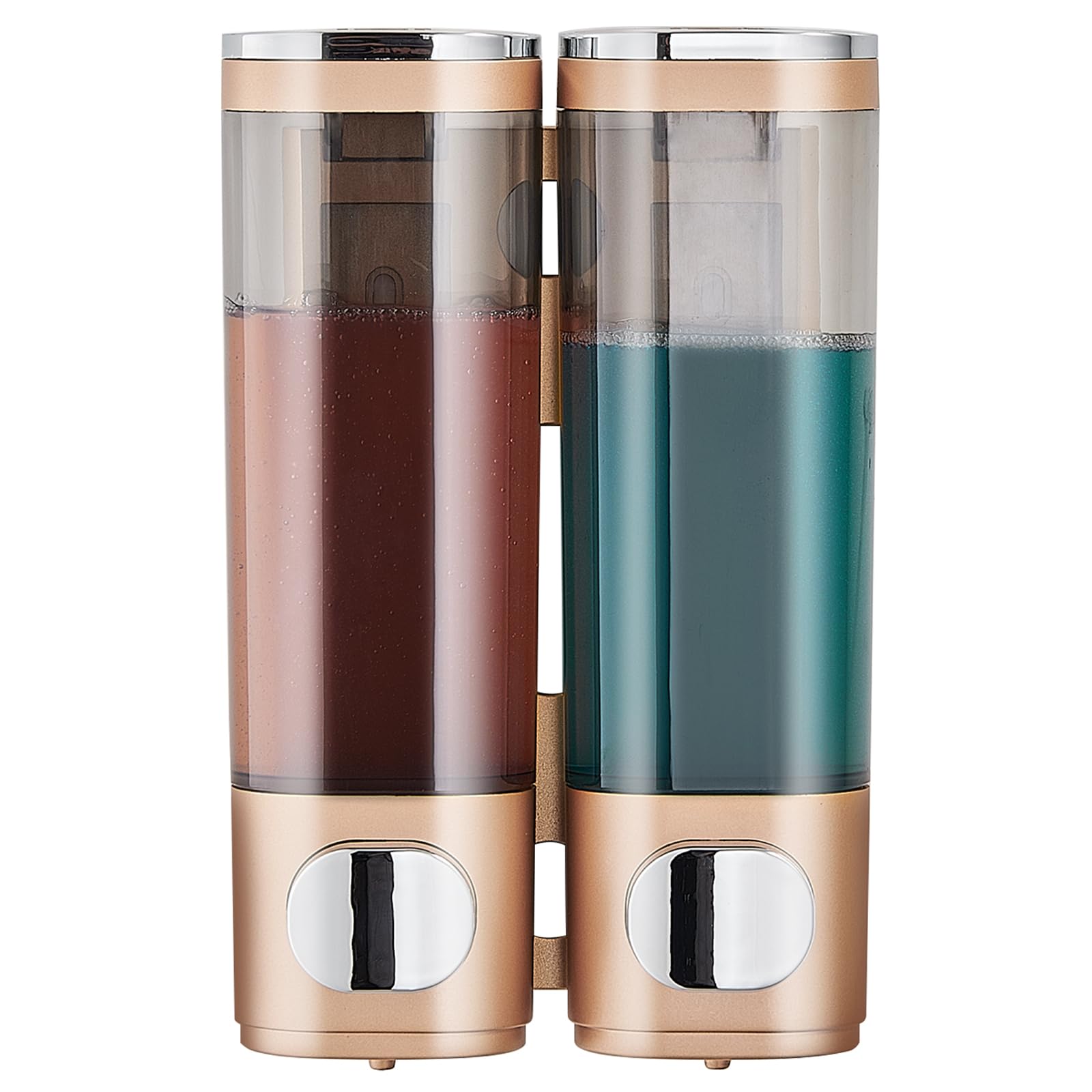 Pollock Dispensador de Jabón de Pared, 300MLx2 Dispensador de Champú y Acondicionador, Dispensador Ducha Sin Taladro, Anti-Fugas, Dispensador Jabon y Champú Baño para Cocina de Baño y Hotel, Oro Global Recycled Standard Global Recycled Standard Global Recycled Standard