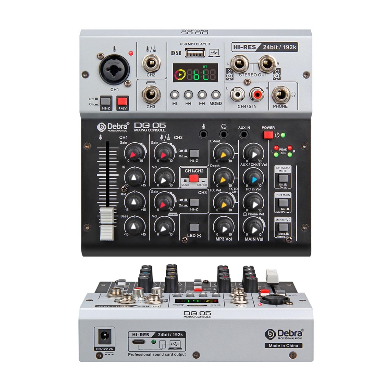 DJ-Mixer, DG05 24bit 192kHz Schnittstelle Soundkarte Studioqualität 5.0 BT for PC E-Gitarre Live-Aufnahme Gesang mit Überwachung