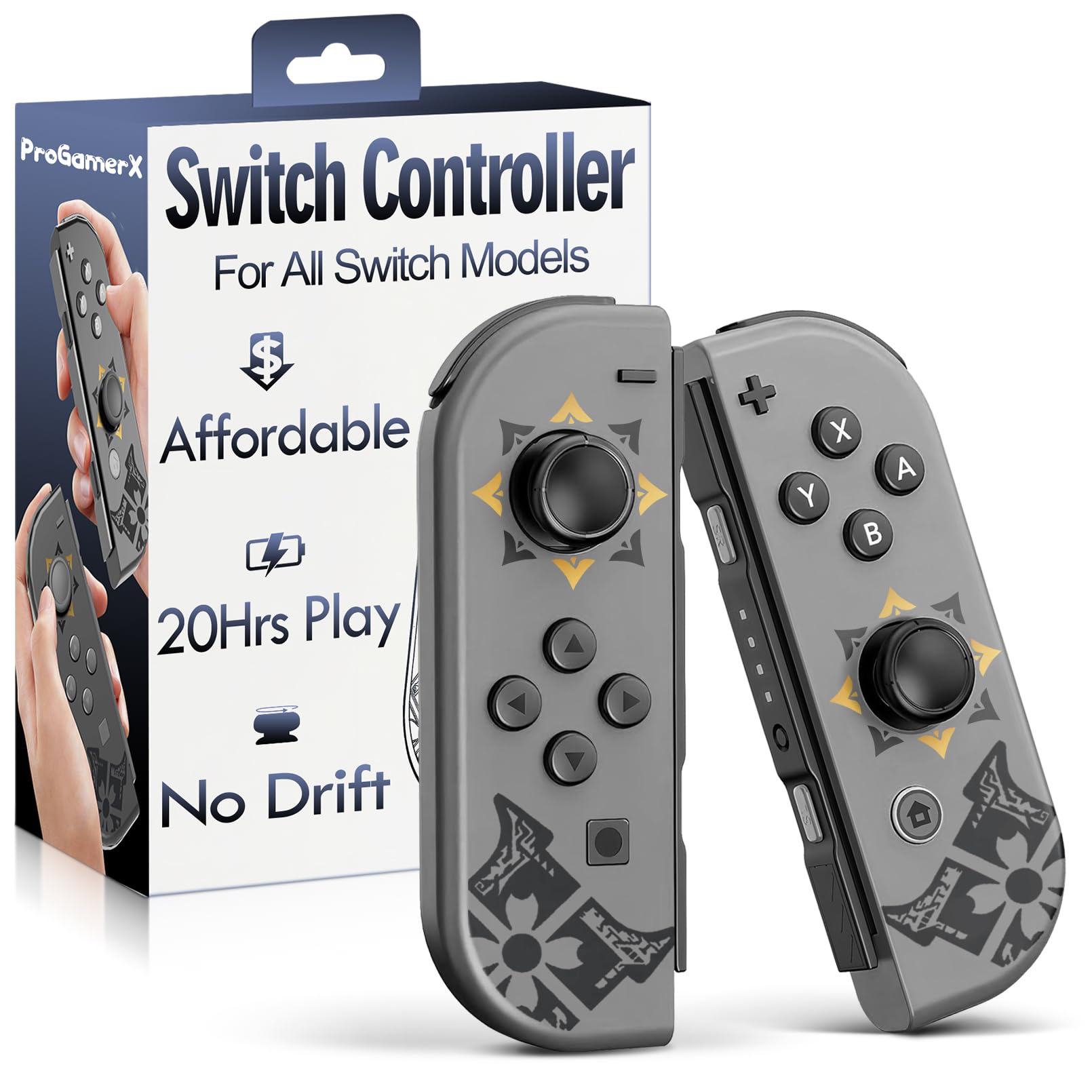 MunyLazy Switch Controllers,Wireless Joy Remote Con Replacement for Switch 1 OLED Lite,Hall Effect Joystick No Drift,20 Hour,HD Rumble,Gyro Control,No NFC,Extra Cool Grey